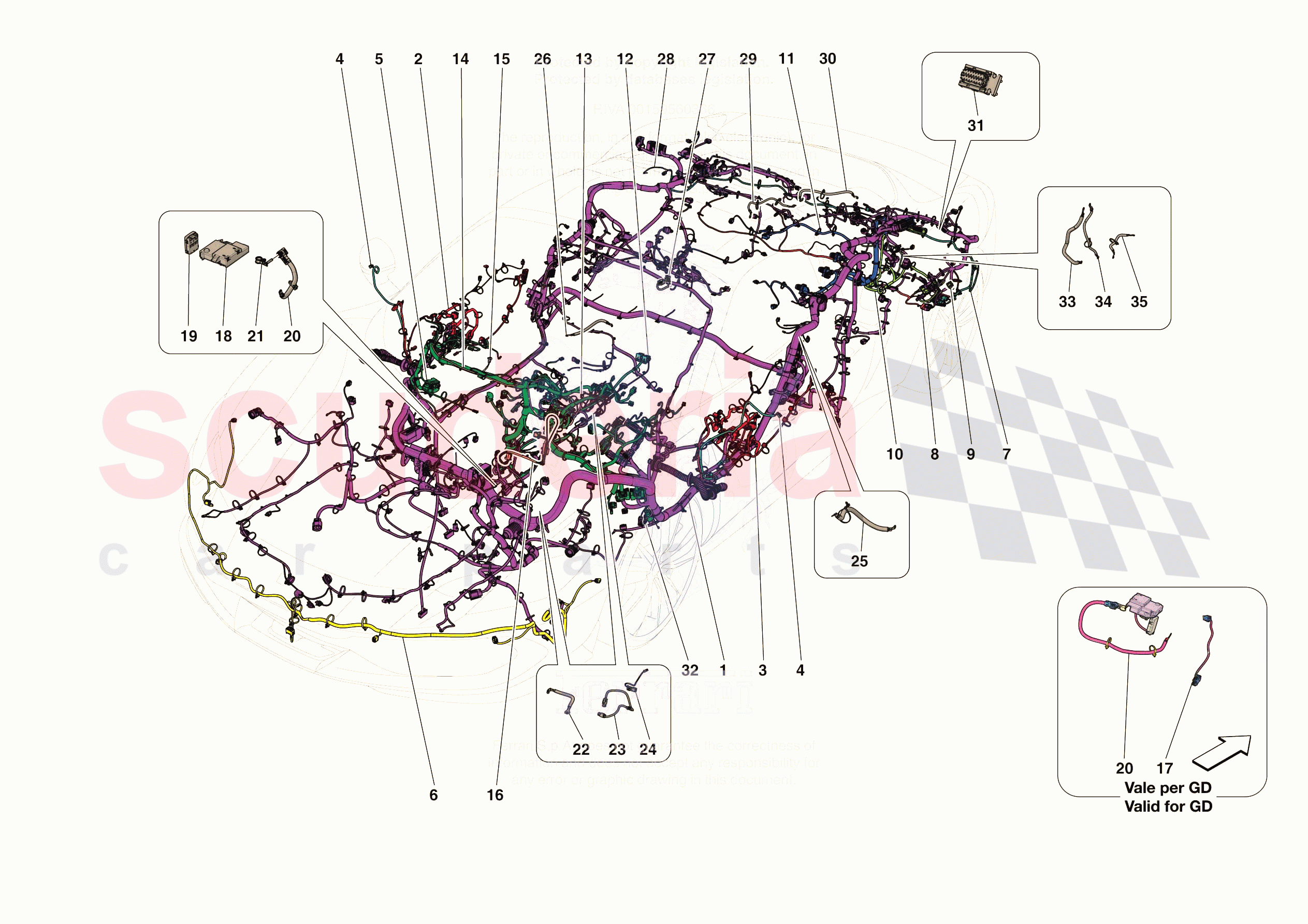 LOW VOLTAGE WIRING HARNESSES of Ferrari Ferrari 296 GTS Europe RH