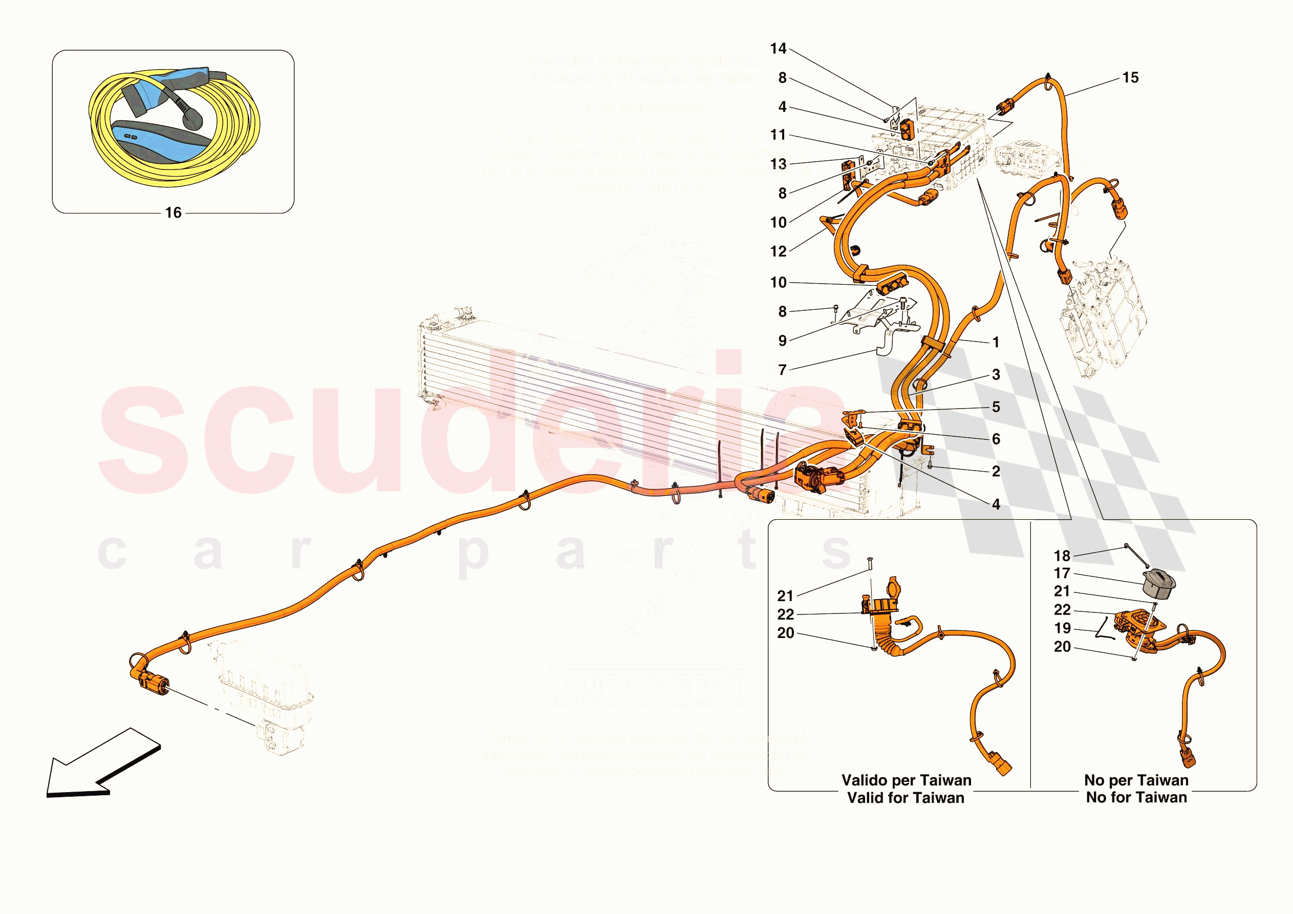 HIGH VOLTAGE WIRING HARNESSES of Ferrari Ferrari 296 GTS Europe RH