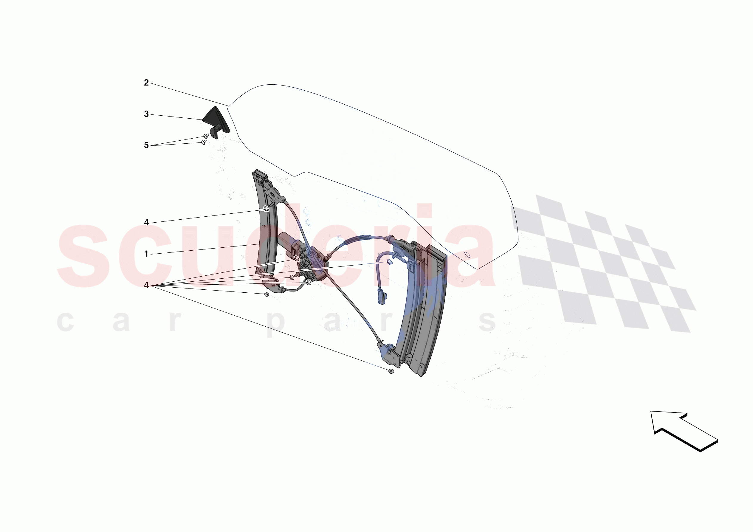 DOORS - WINDOW AND WINDOW LIFTER of Ferrari Ferrari 488 Pista Europe