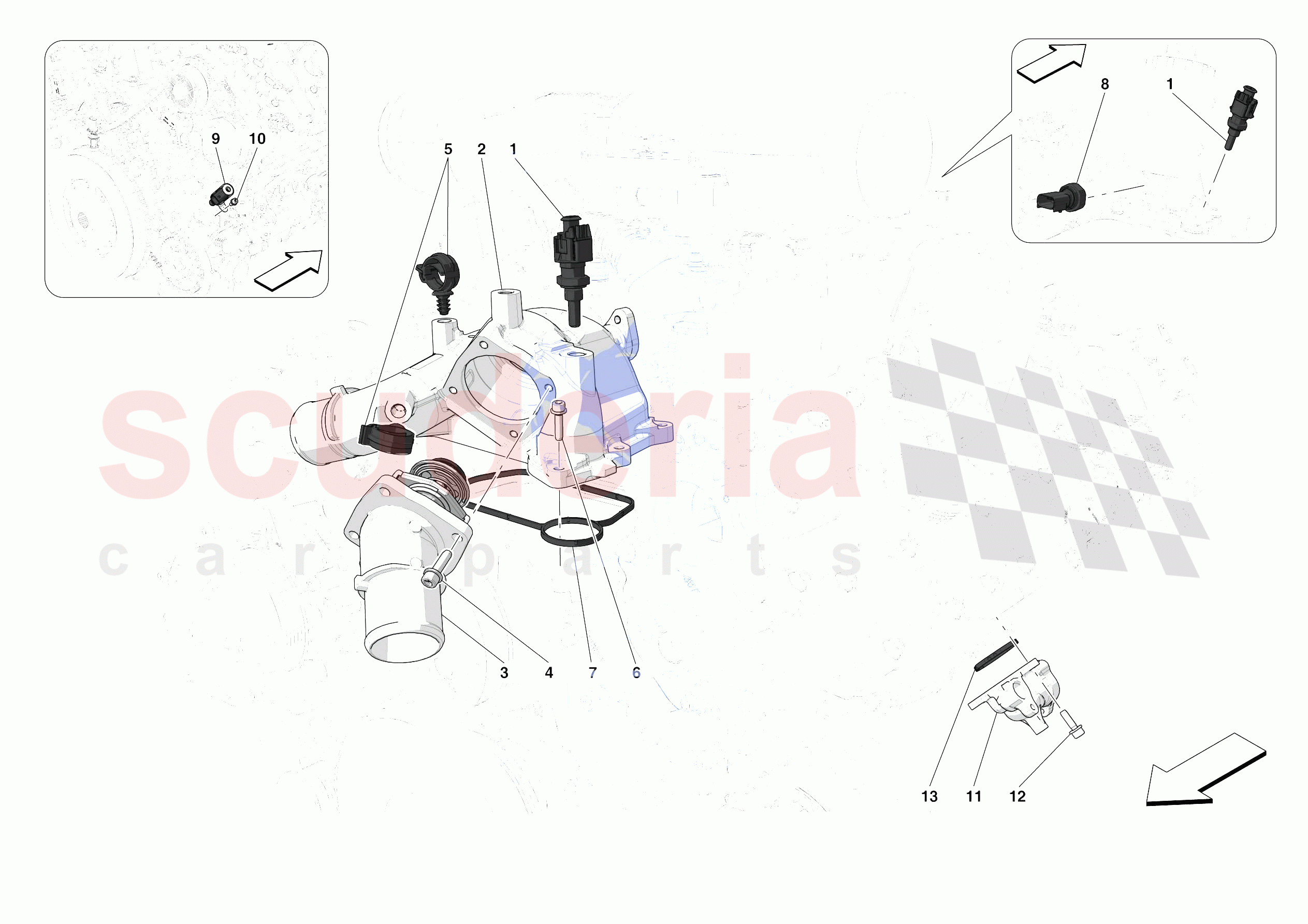 ENGINE TEMPERATURE AND PRESSURE REGULATORS of Ferrari Ferrari 488 Pista Europe RH