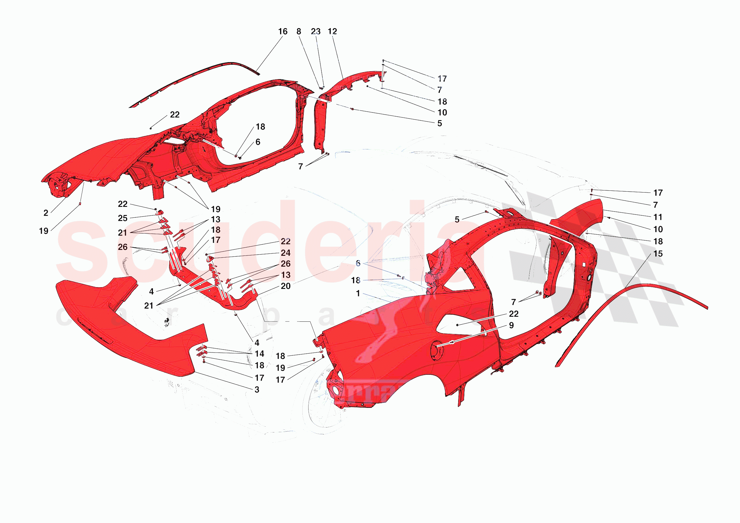 LATERAL OUTER BODYSHELL of Ferrari Ferrari 488 Pista Europe RH
