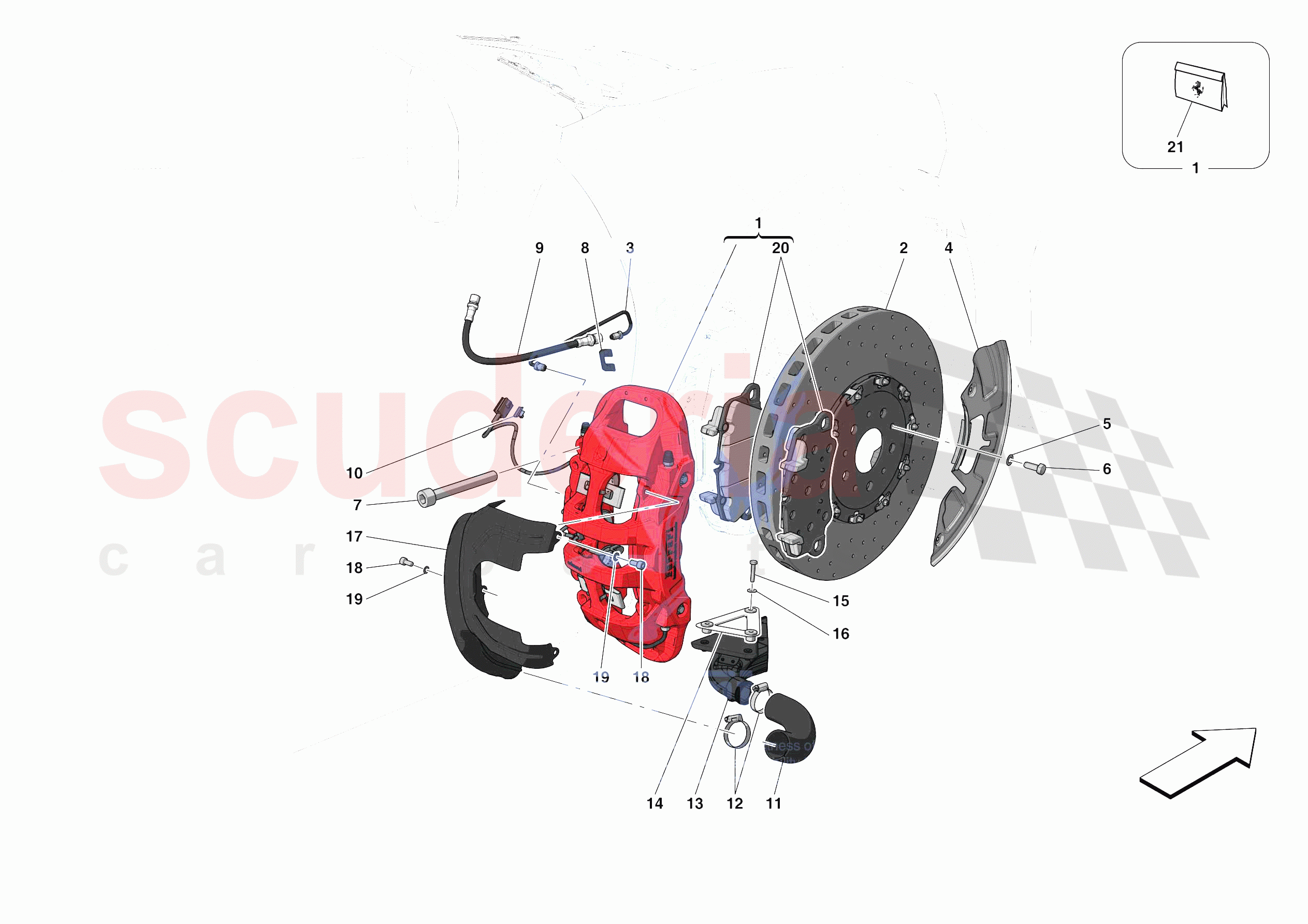 FRONT SUSPENSION - CALLIPERS AND DISCS of Ferrari Ferrari 488 Pista Spider Europe