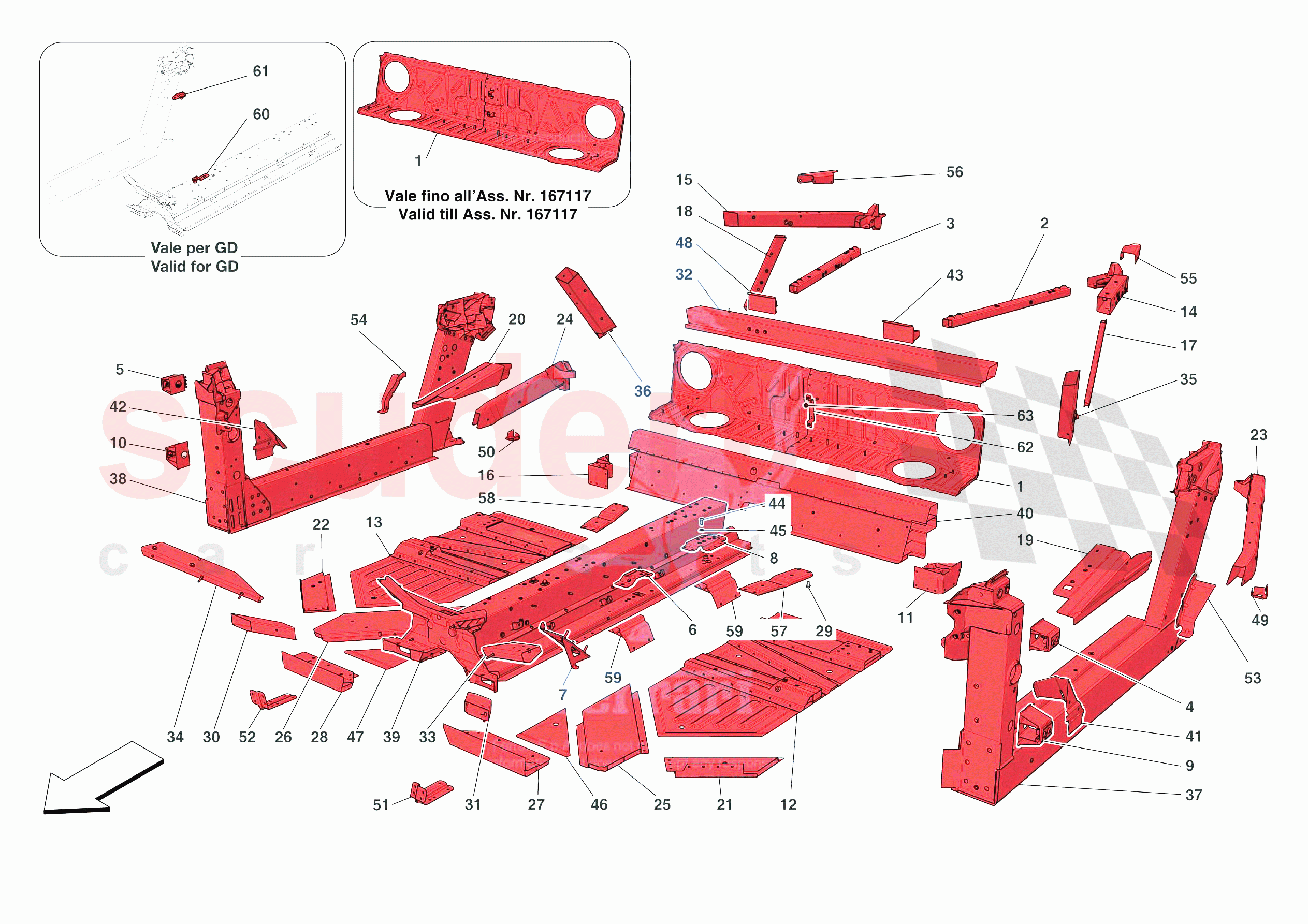 STRUCTURES AND ELEMENTS, CENTRE OF VEHICLE of Ferrari Ferrari 488 Pista Spider Europe