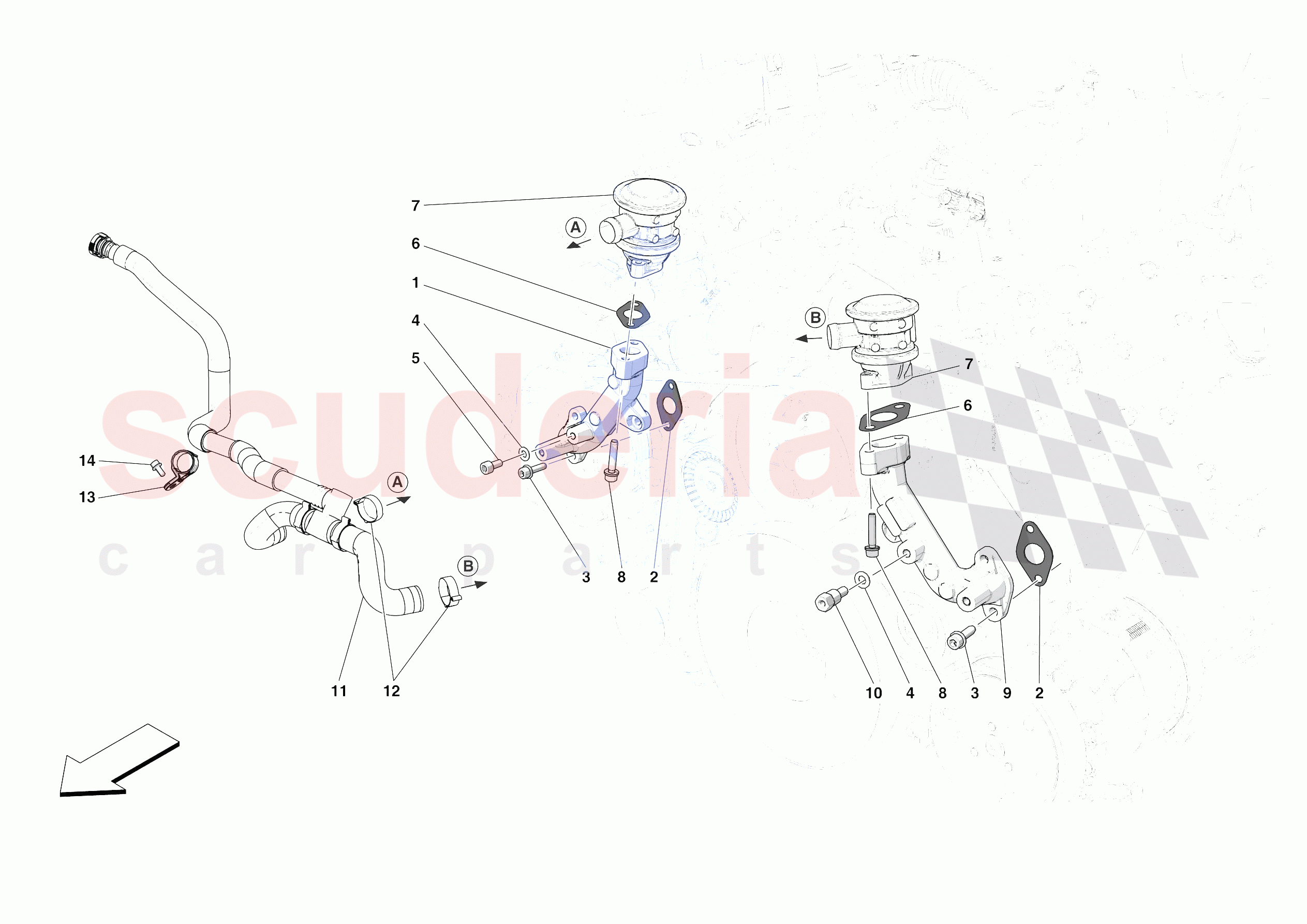 EMISSIONS CONTROL SYSTEM PIPES AND VALVES of Ferrari Ferrari 488 Pista Spider Europe RH