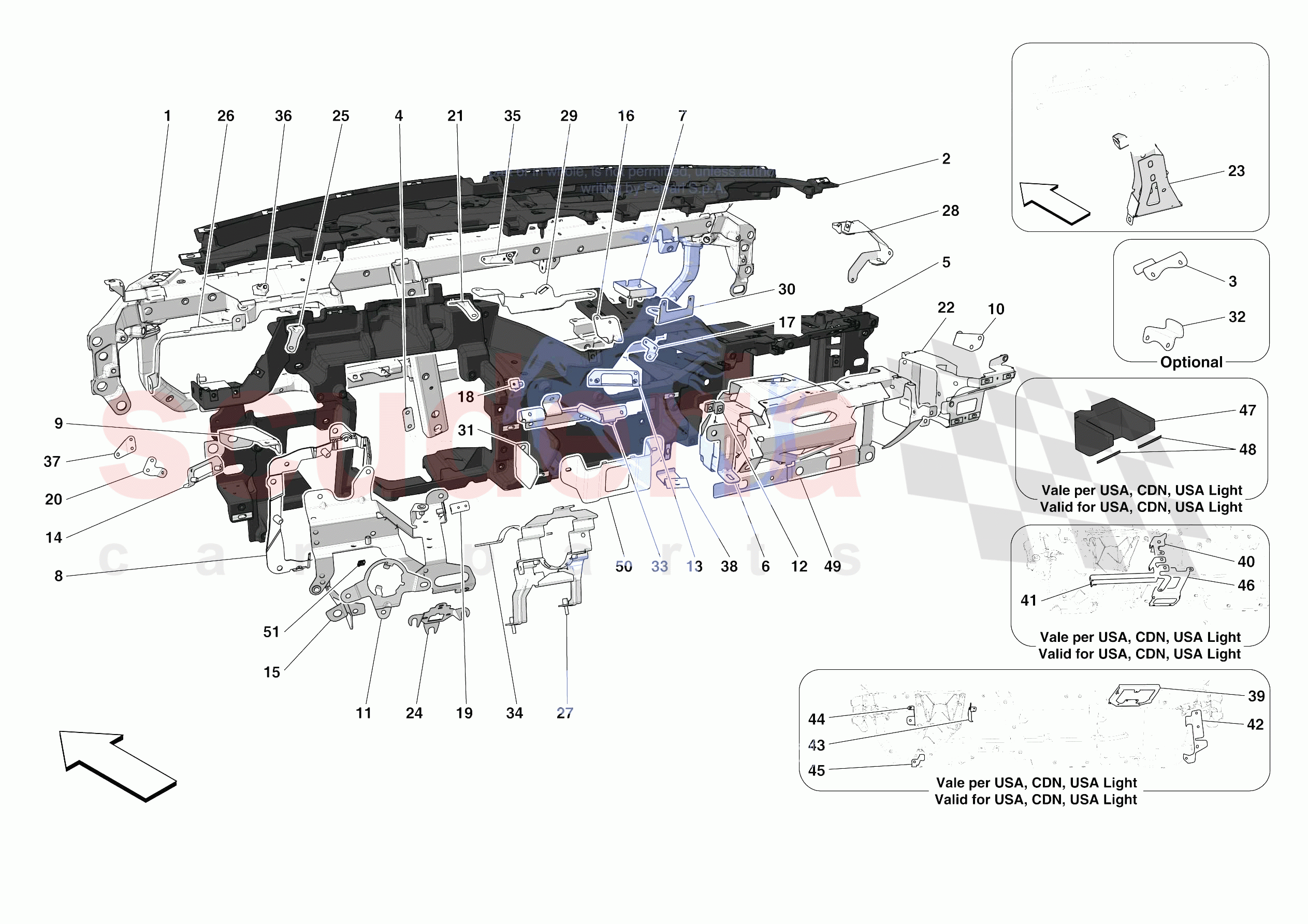 DASHBOARD - SUBSTRUCTURE -NOT FOR RHD- of Ferrari Ferrari 488 Pista Spider Europe RH