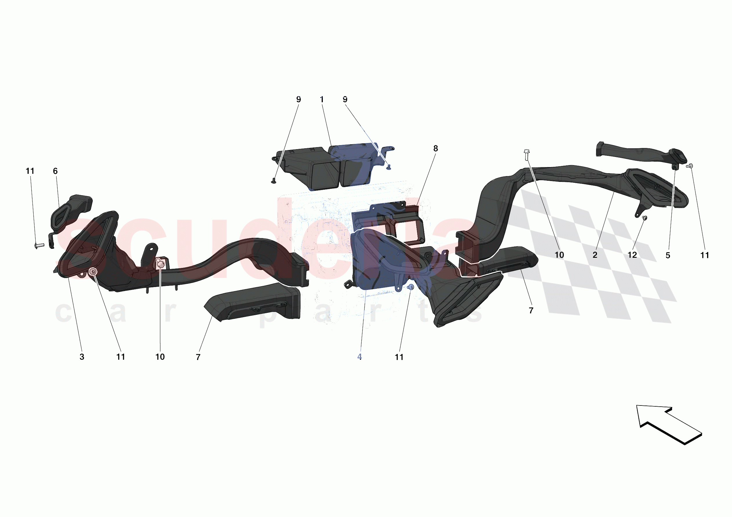 DASHBOARD - DUCTS -NOT FOR RHD- of Ferrari Ferrari 488 Pista Spider Europe RH