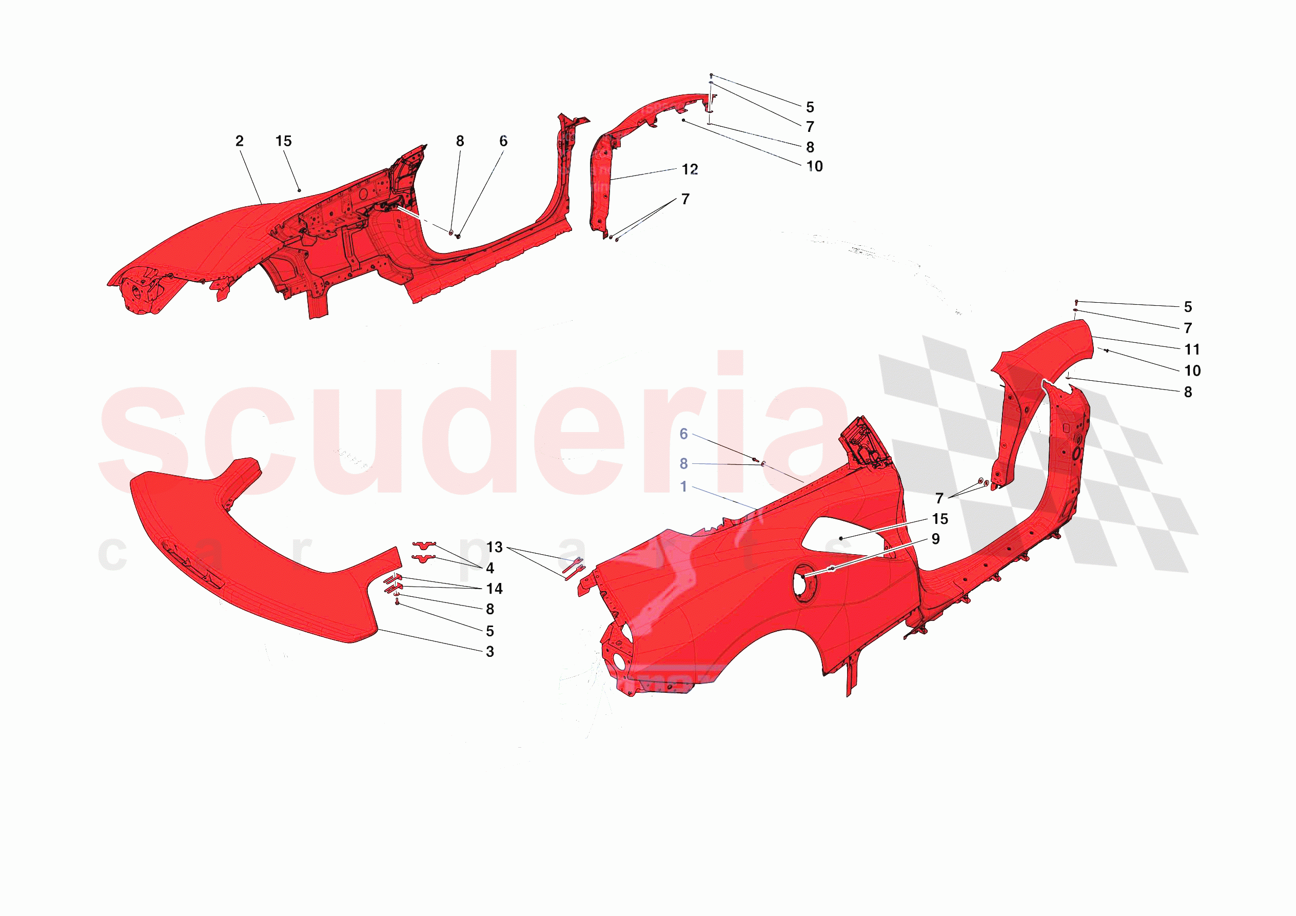 LATERAL OUTER BODYSHELL of Ferrari Ferrari 488 Pista Spider USA