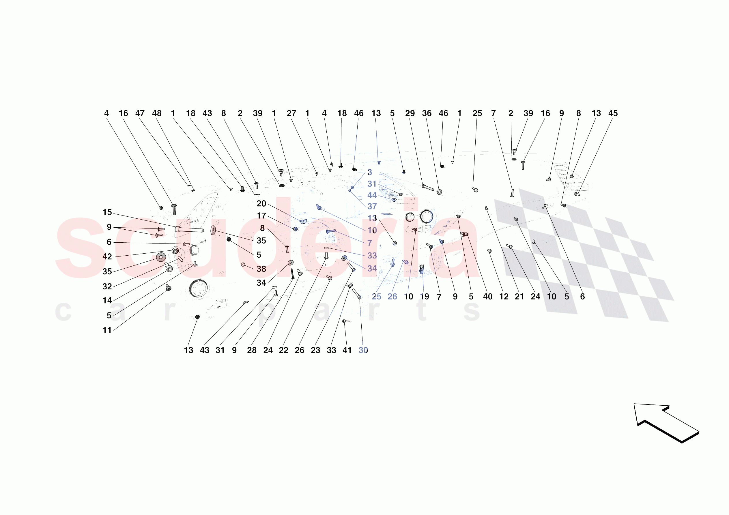 DASHBOARD - FASTENERS of Ferrari Ferrari 488 Pista Spider USA