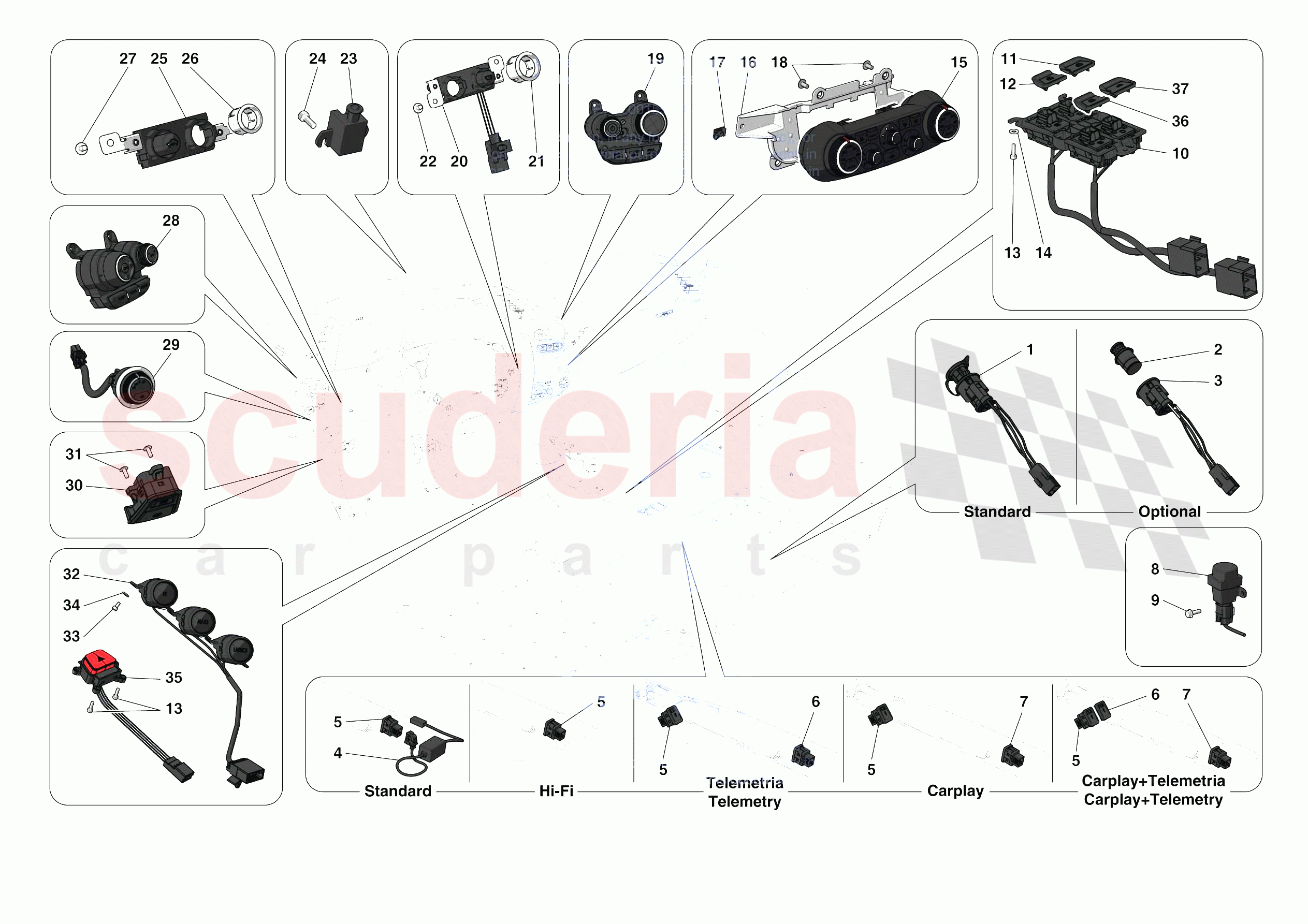 OTHER ELECTRICAL CONTROLS of Ferrari Ferrari 488 Pista Spider USA