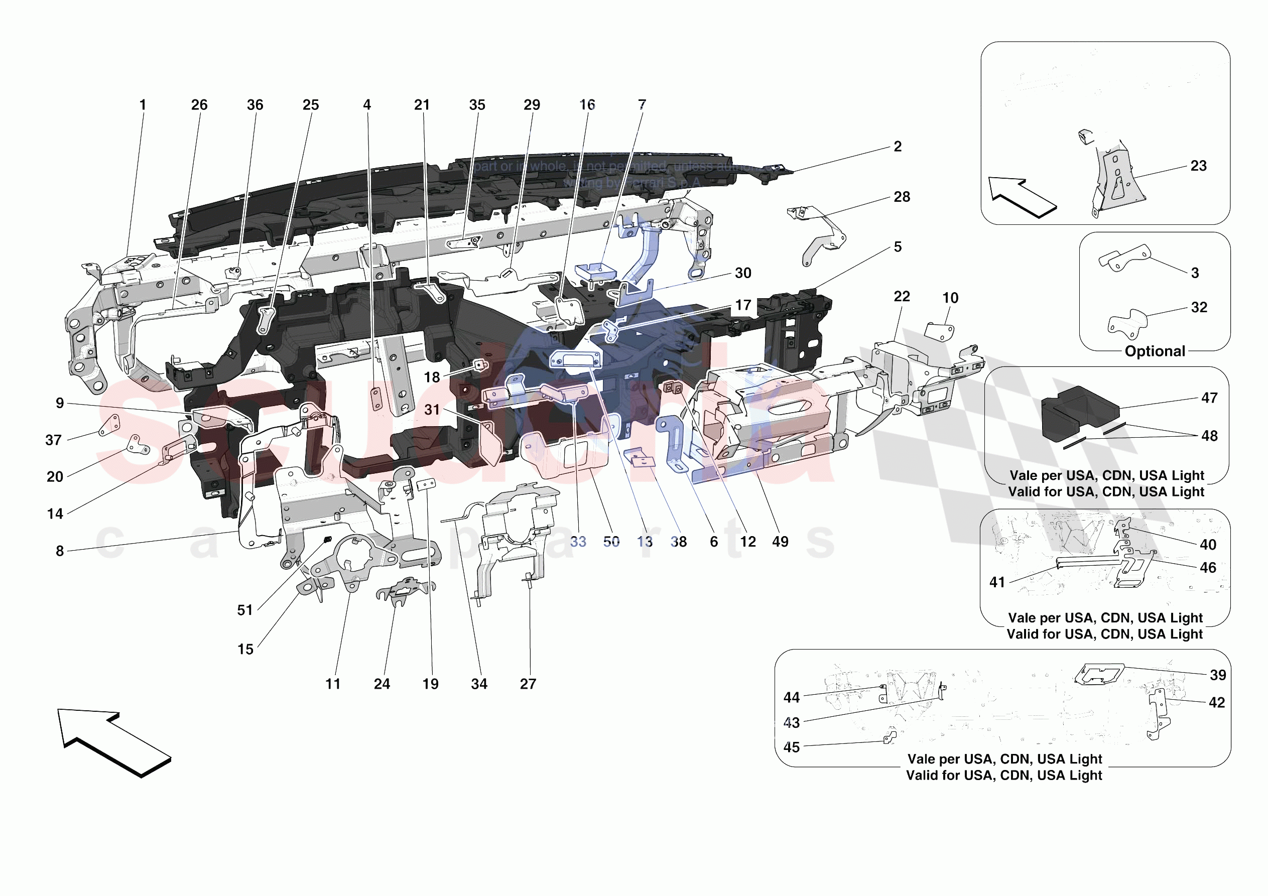 DASHBOARD - SUBSTRUCTURE -NOT FOR RHD- of Ferrari Ferrari 488 Pista USA