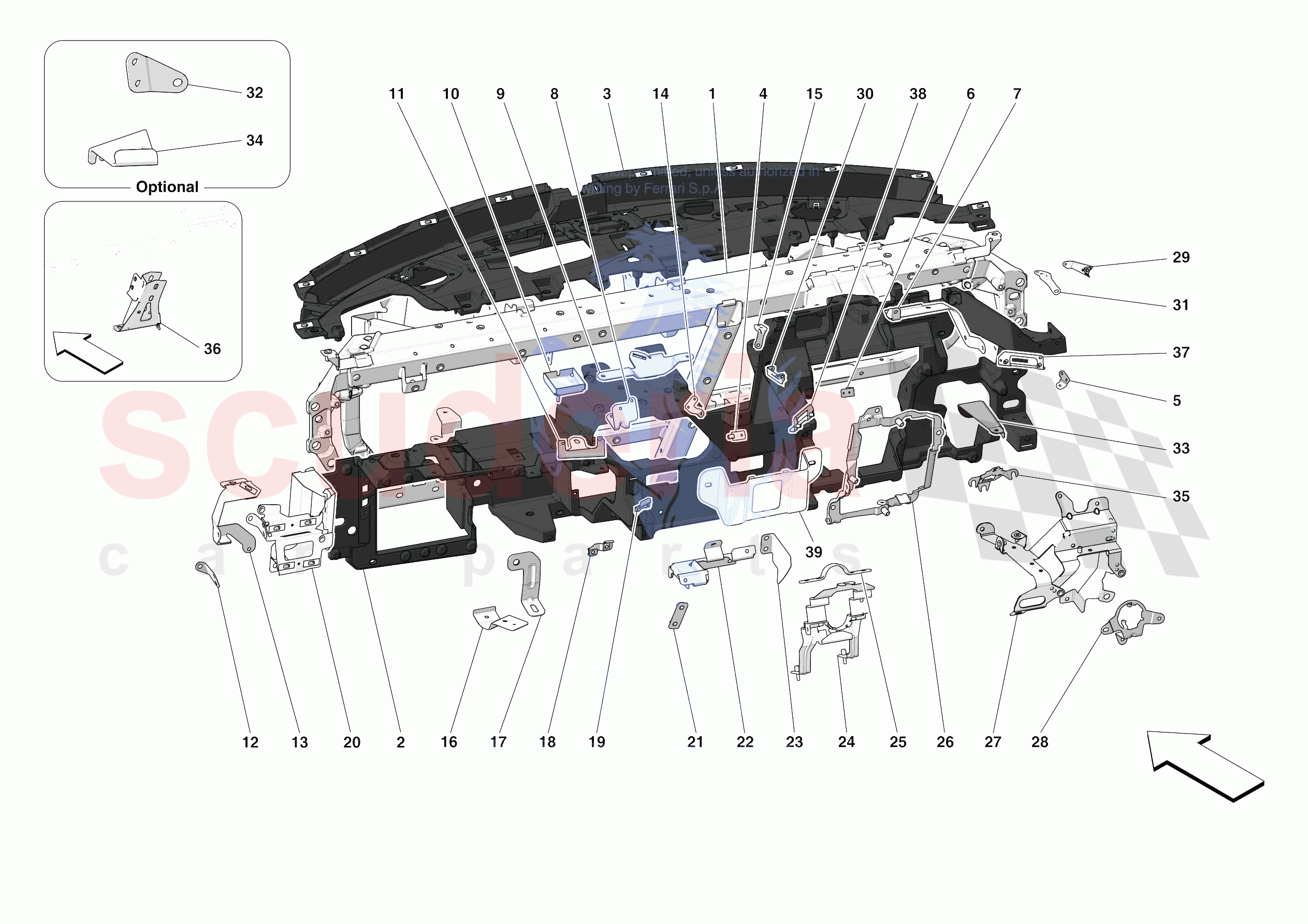 DASHBOARD - SUBSTRUCTURE -APPLICABLE FOR RHD- of Ferrari Ferrari 488 Pista USA