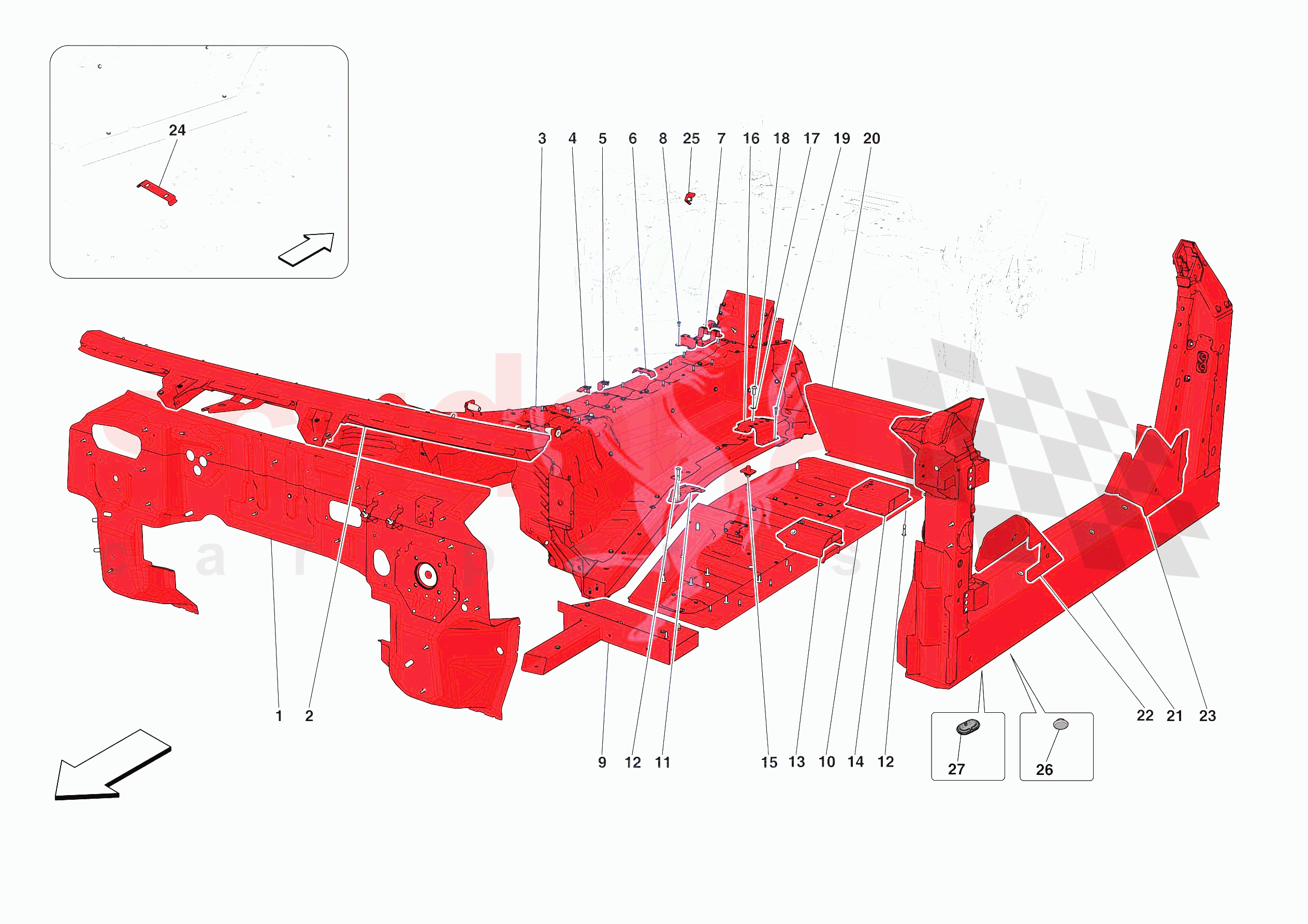 STRUCTURES AND ELEMENTS, CENTRE OF VEHICLE of Ferrari Ferrari 812 Competizione A Europe RH