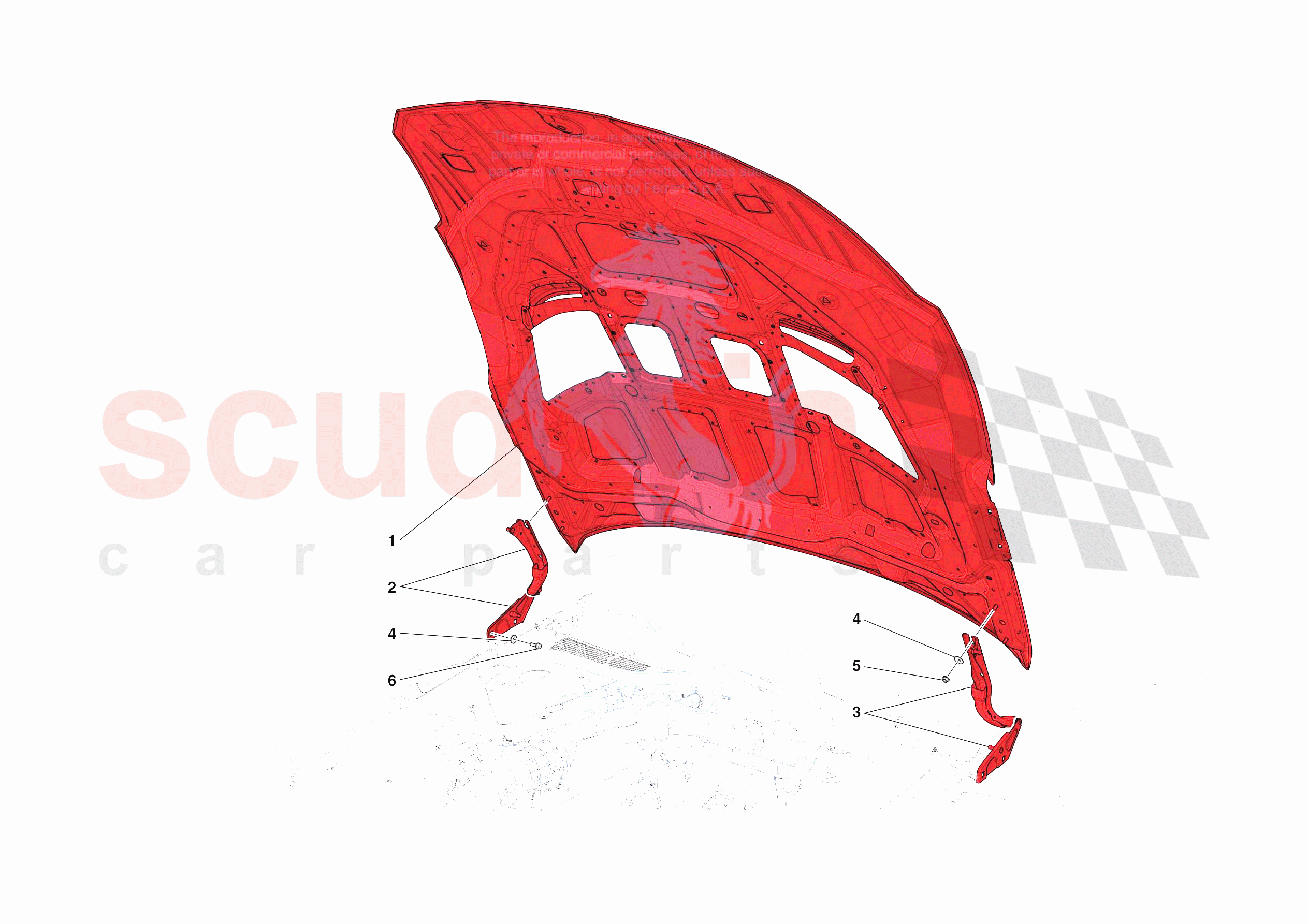 FRONT LID SUBSTRUCTURE of Ferrari Ferrari 812 Competizione A Europe RH