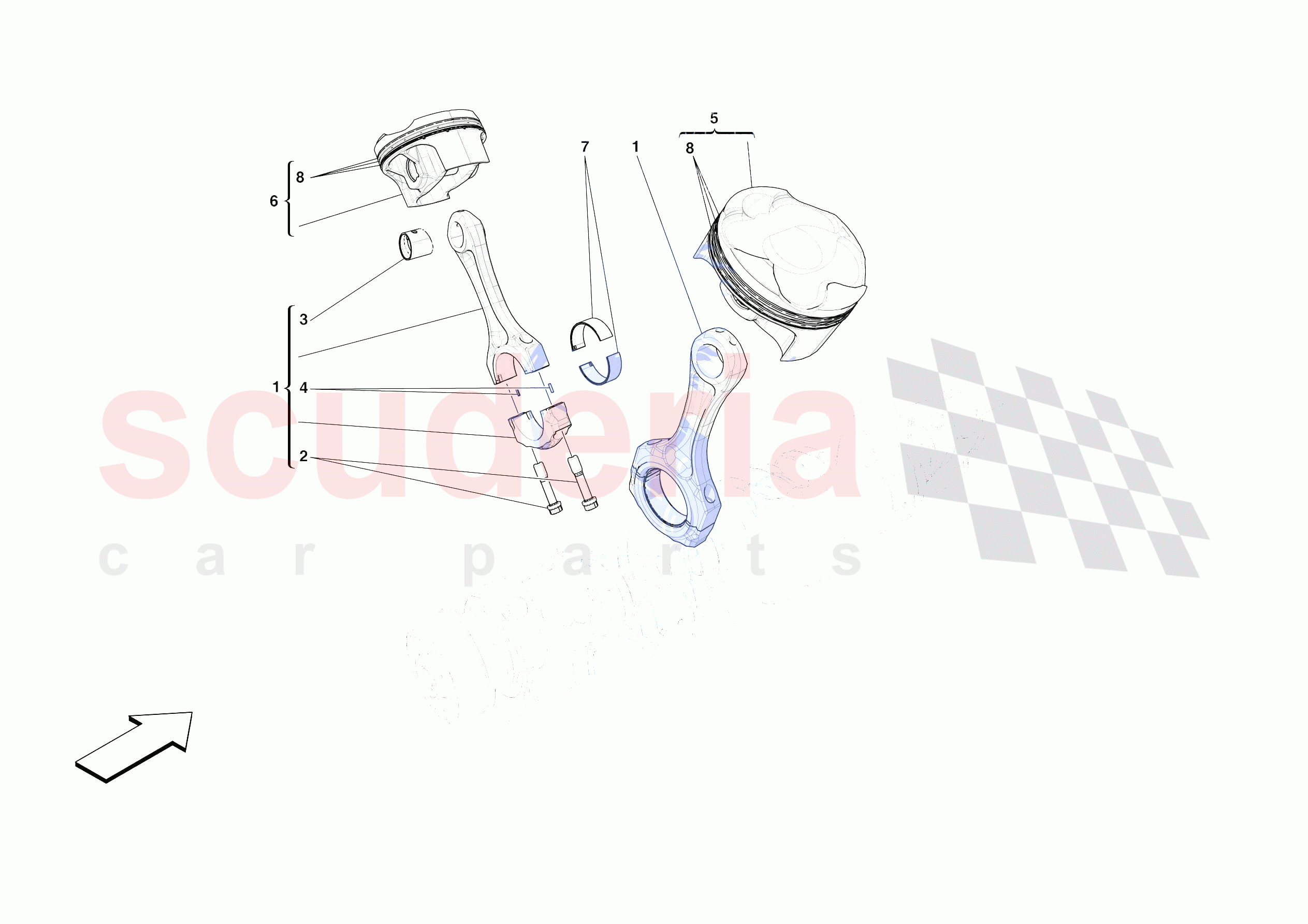 PISTONS AND CONNECTING RODS of Ferrari Ferrari 812 Competizione A USA