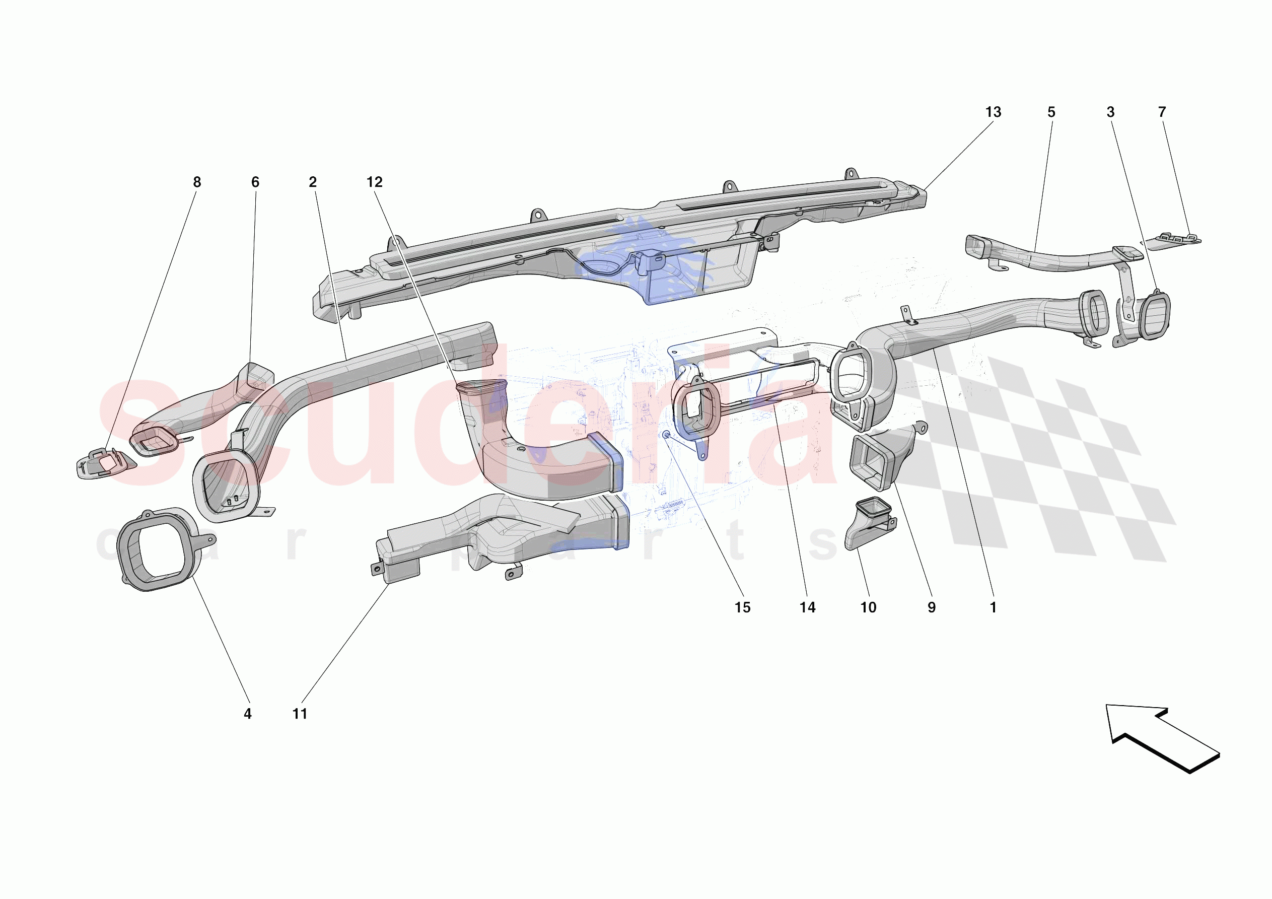 DASHBOARD - DUCTS -NOT FOR RHD- of Ferrari Ferrari 812 Competizione A USA