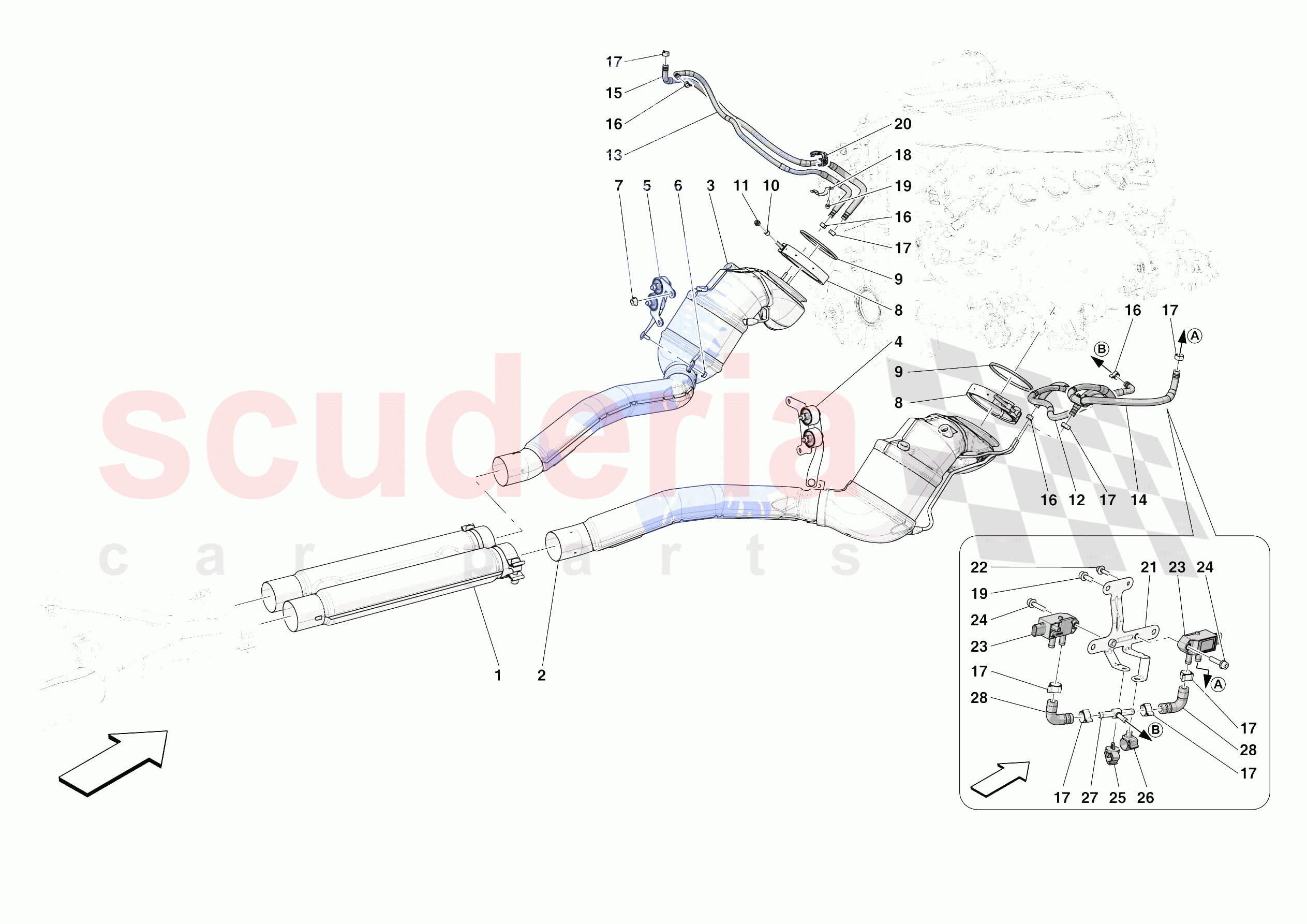 EXHAUST SYSTEM - FRONT SECTION of Ferrari Ferrari 812 Competizione Europe