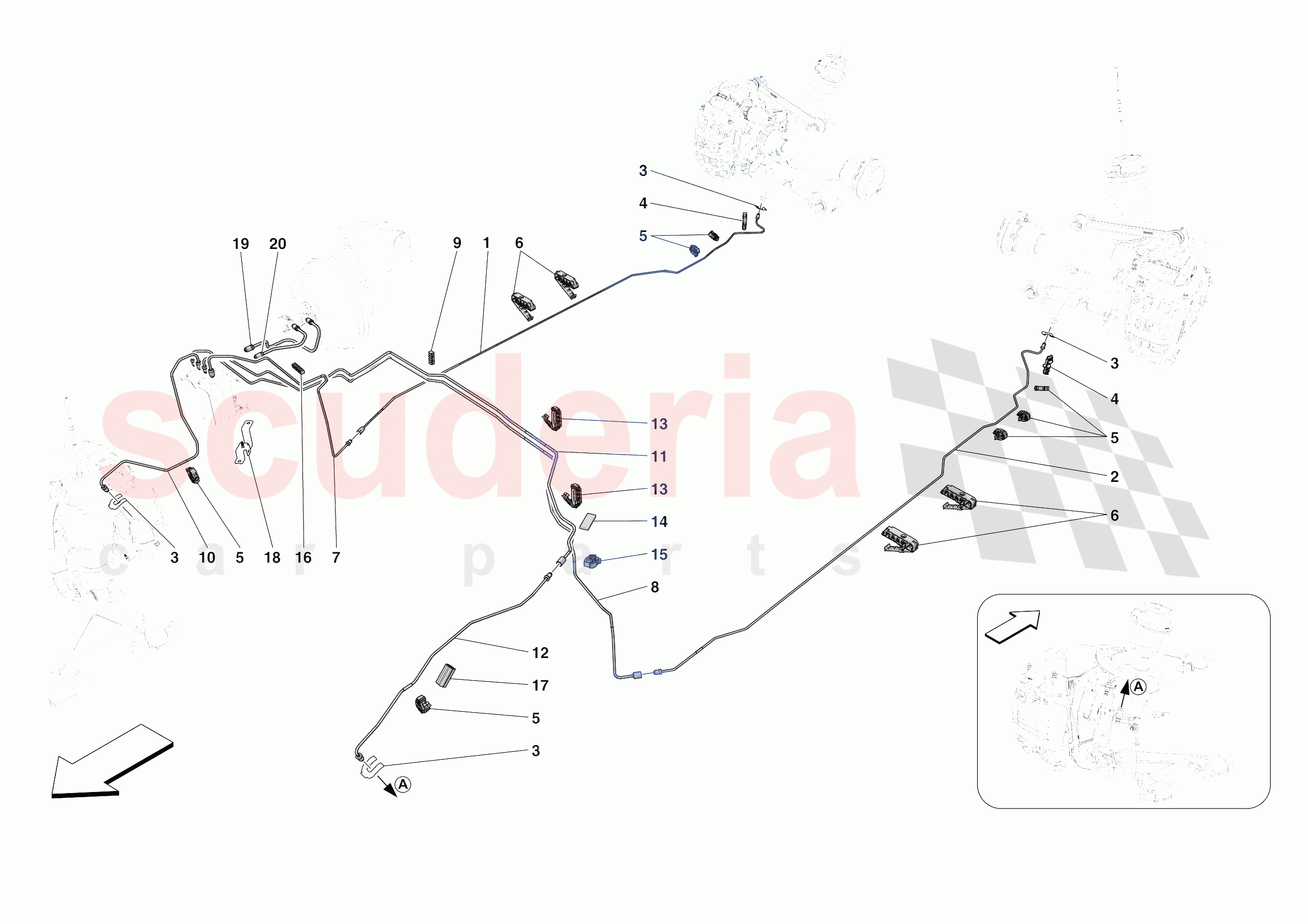 HYDRAULIC BRAKE CONTROL PIPES -APPLICABLE FOR RHD- of Ferrari Ferrari 812 Competizione Europe RH