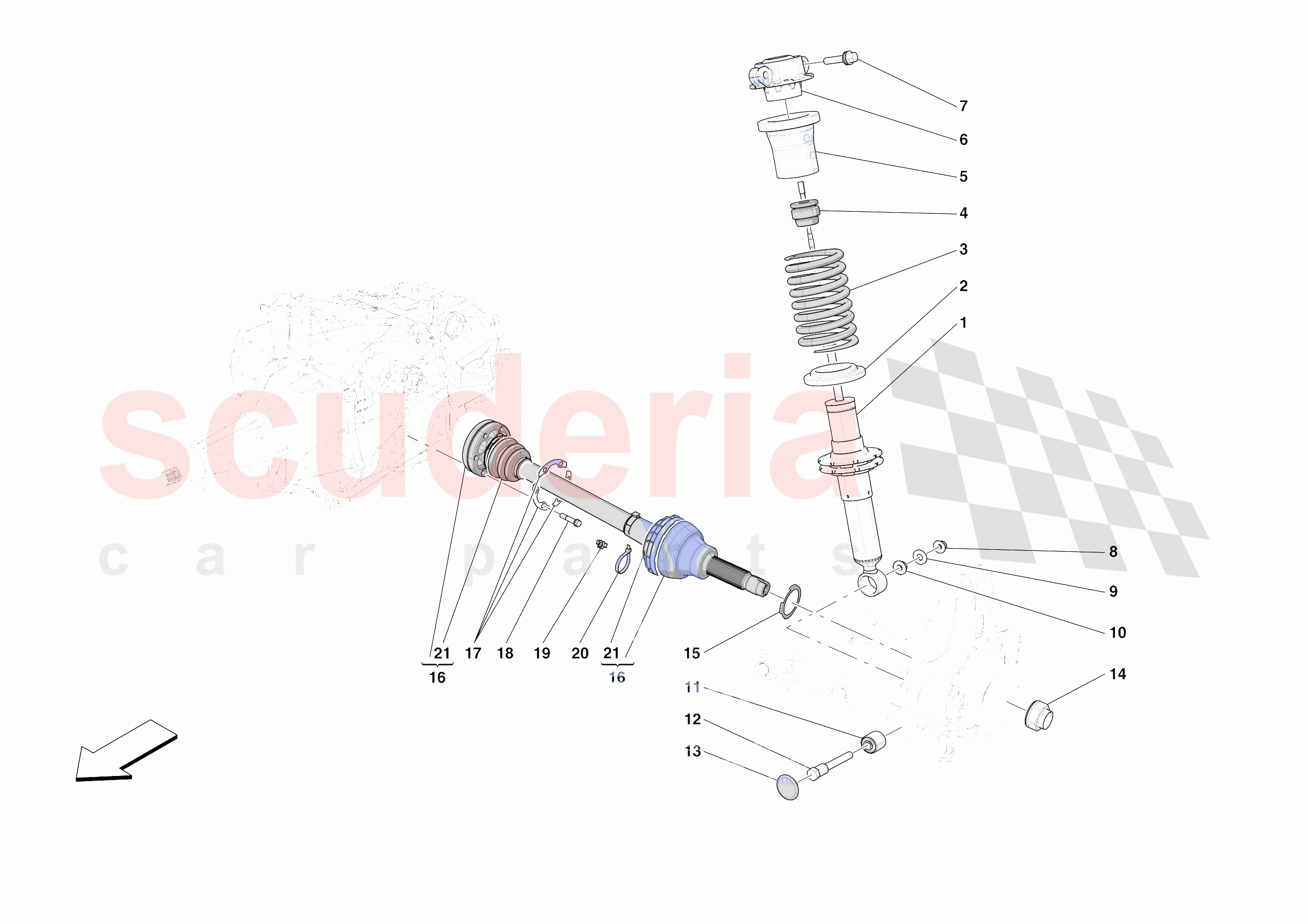 REAR SUSPENSION - SHOCK ABSORBERS of Ferrari Ferrari 812 Competizione Europe RH