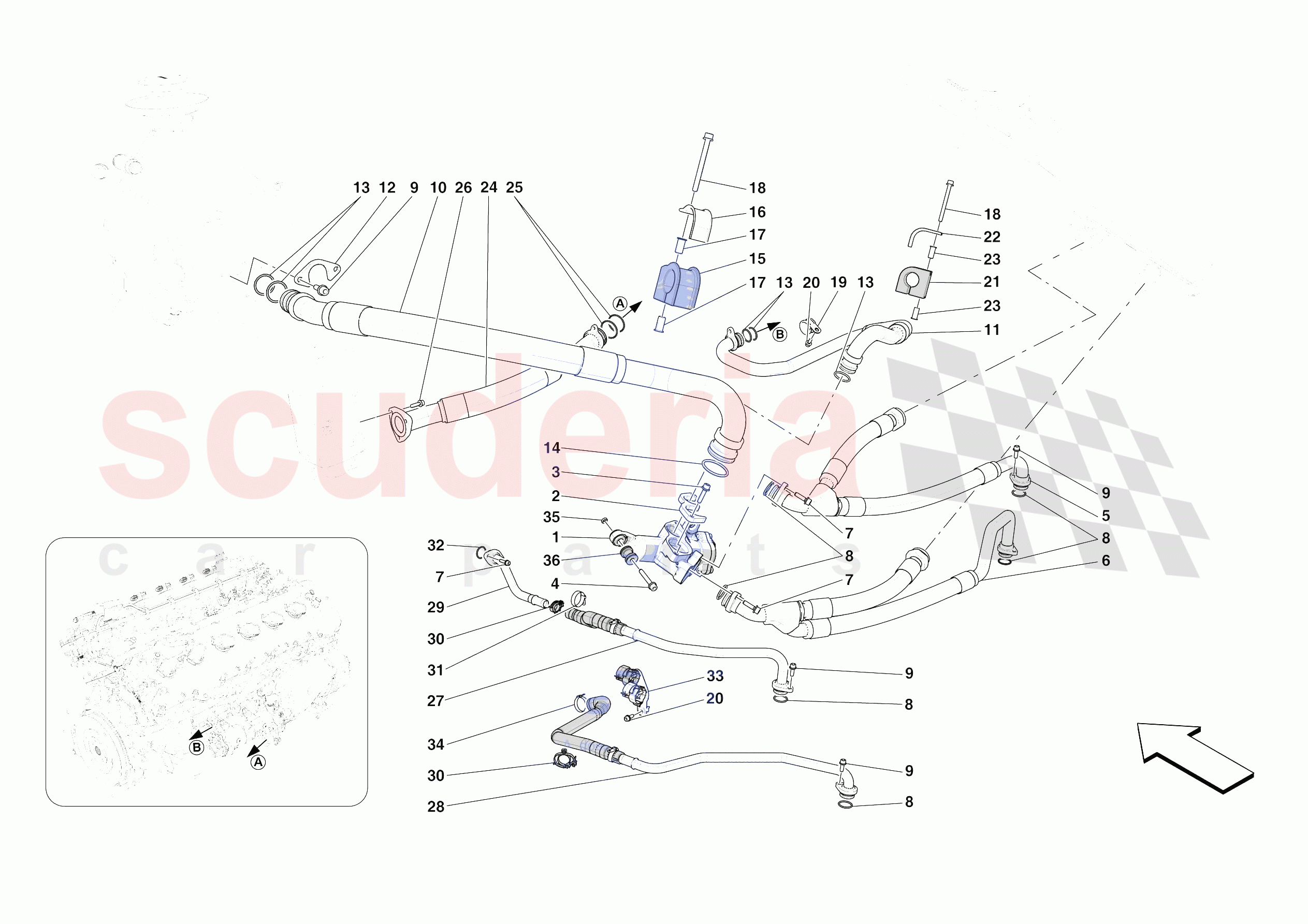 OIL PIPES AND ENGINE OIL LEVEL SENSOR of Ferrari Ferrari Daytona SP3 Europe