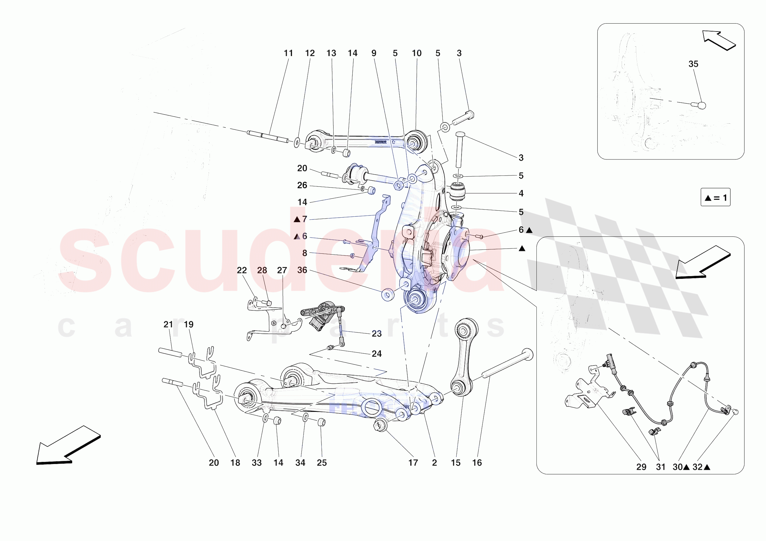 REAR SUSPENSION - ARMS of Ferrari Ferrari Daytona SP3 Europe