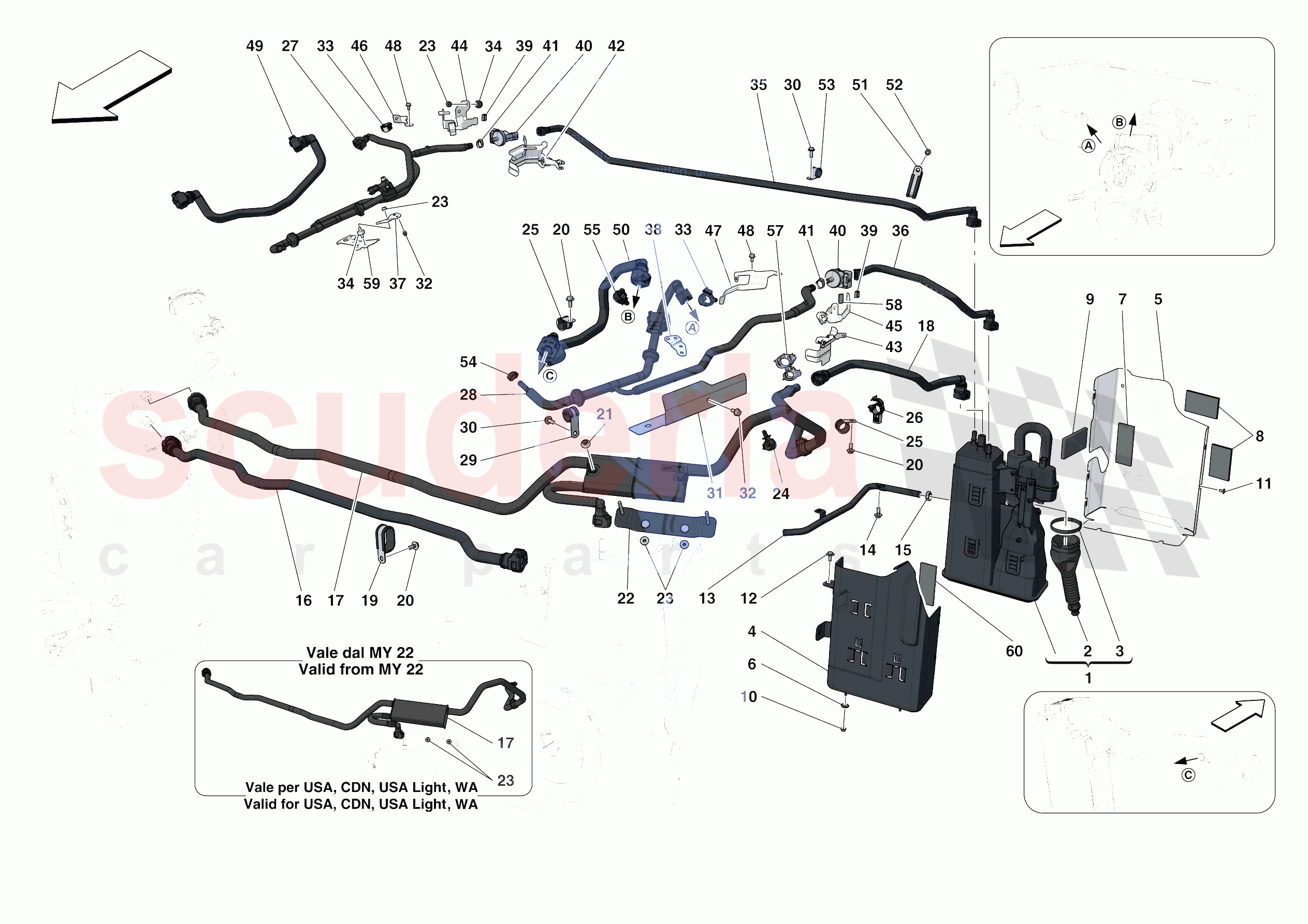 EVAPORATIVE EMISSIONS CONTROL SYSTEM of Ferrari Ferrari F8 Spider Europe