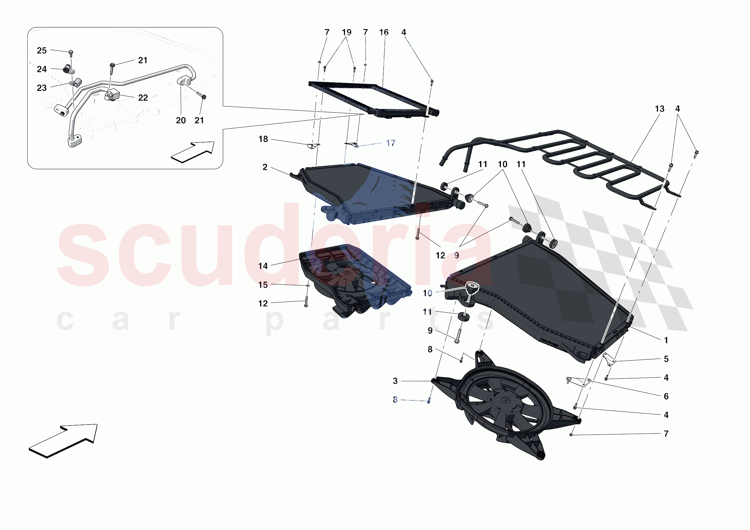 ENGINE COOLING SYSTEM RADIATORS of Ferrari Ferrari F8 Spider Europe