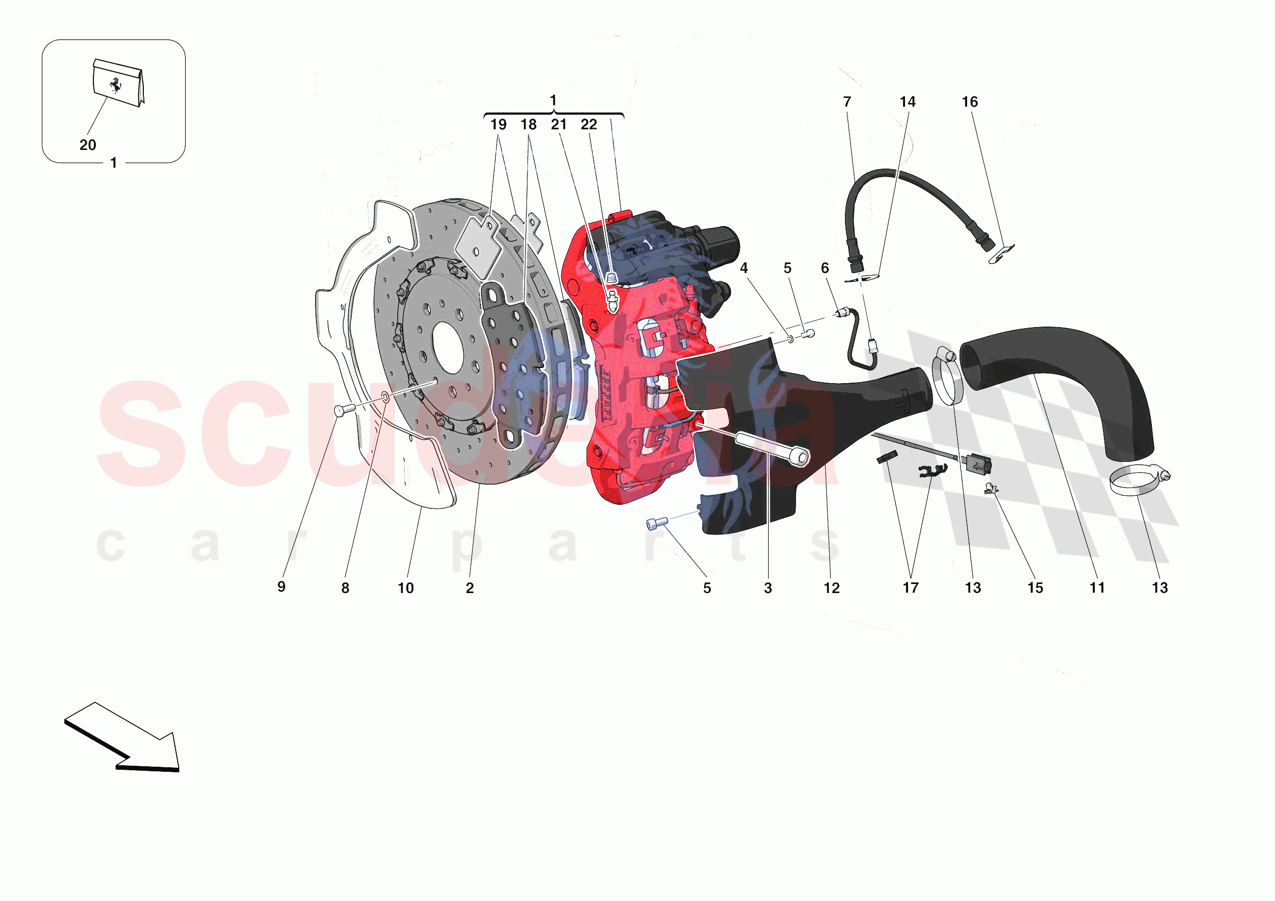 REAR SUSPENSION - CALLIPERS AND DISCS of Ferrari Ferrari F8 Spider Europe RH