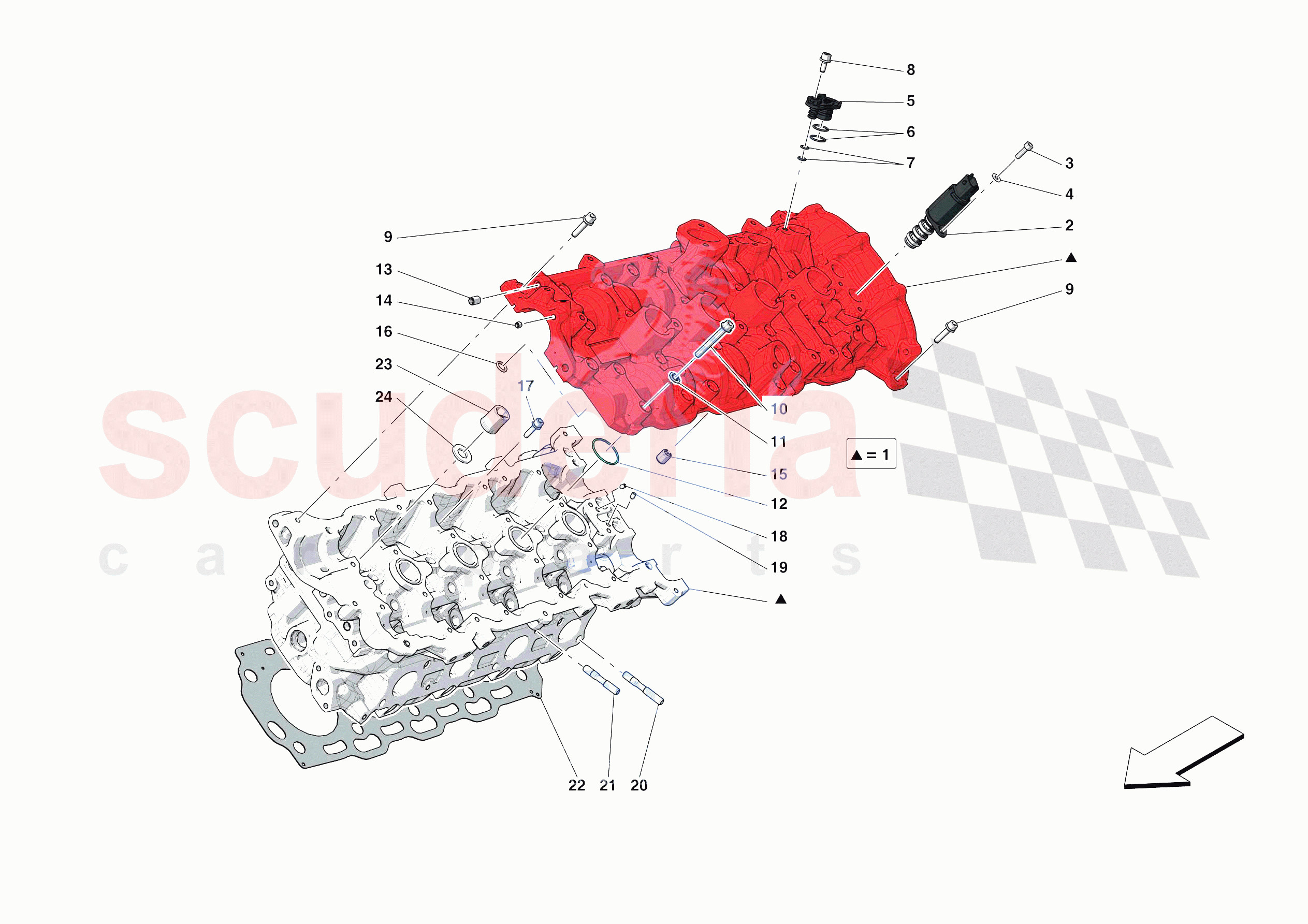 CYLINDER HEADS - LH HEAD of Ferrari Ferrari F8 Tributo Europe