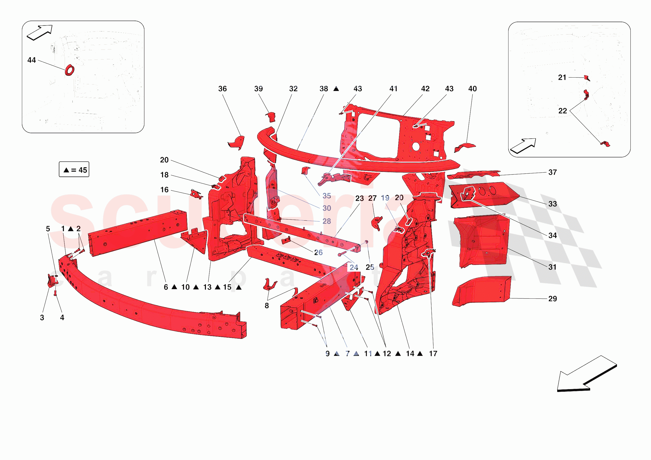 STRUCTURES AND ELEMENTS, FRONT OF VEHICLE of Ferrari Ferrari F8 Tributo Europe