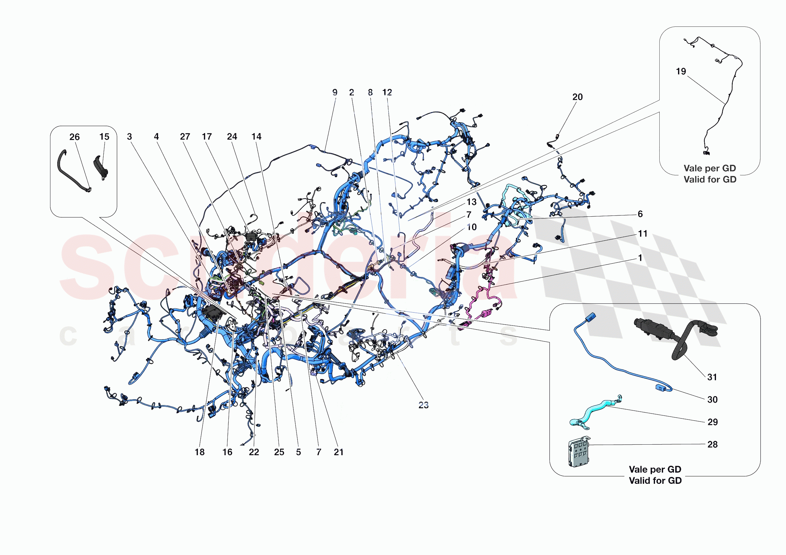 LOW VOLTAGE WIRING HARNESSES of Ferrari Ferrari F8 Tributo Europe