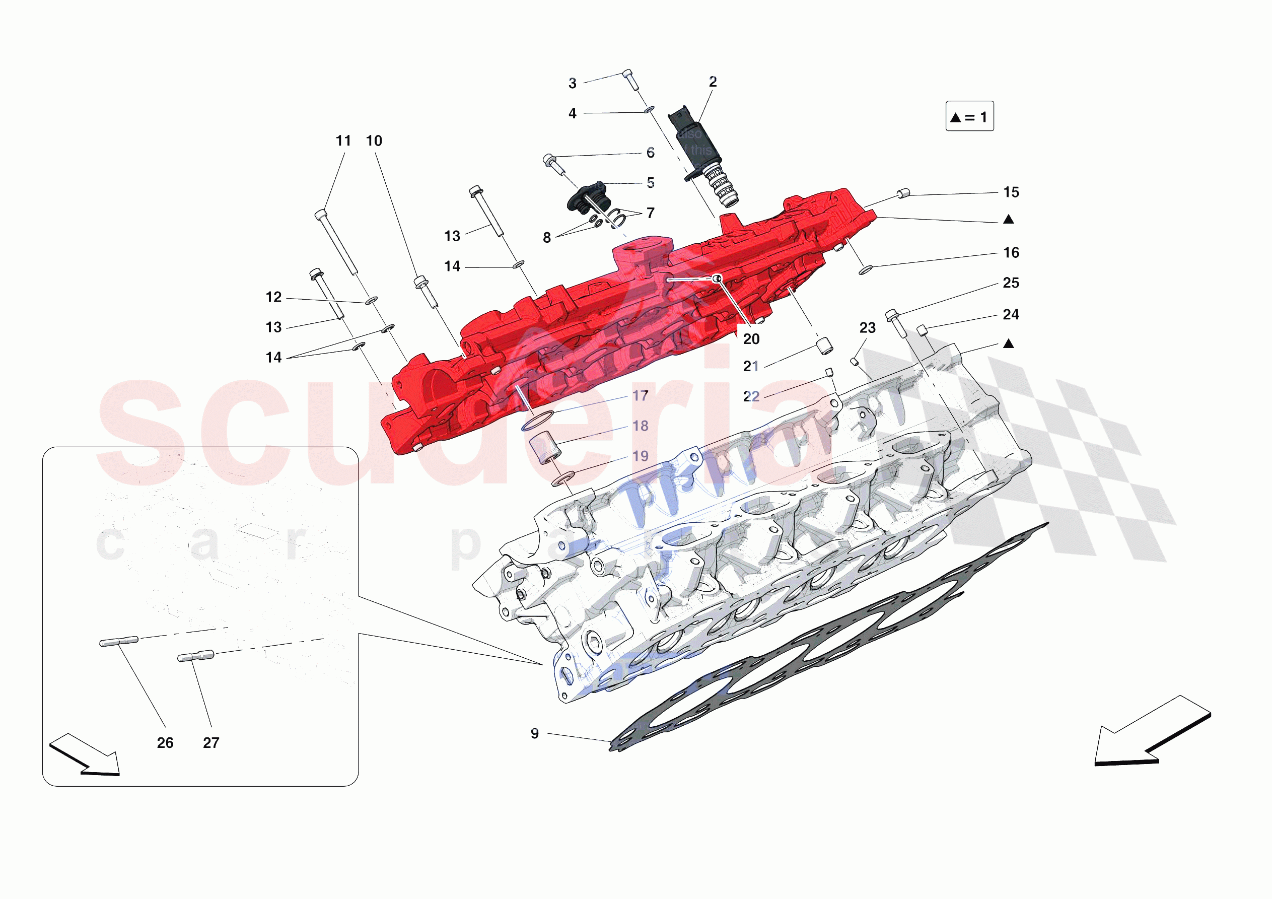CYLINDER HEADS - RH HEAD of Ferrari Ferrari F8 Tributo Europe RH