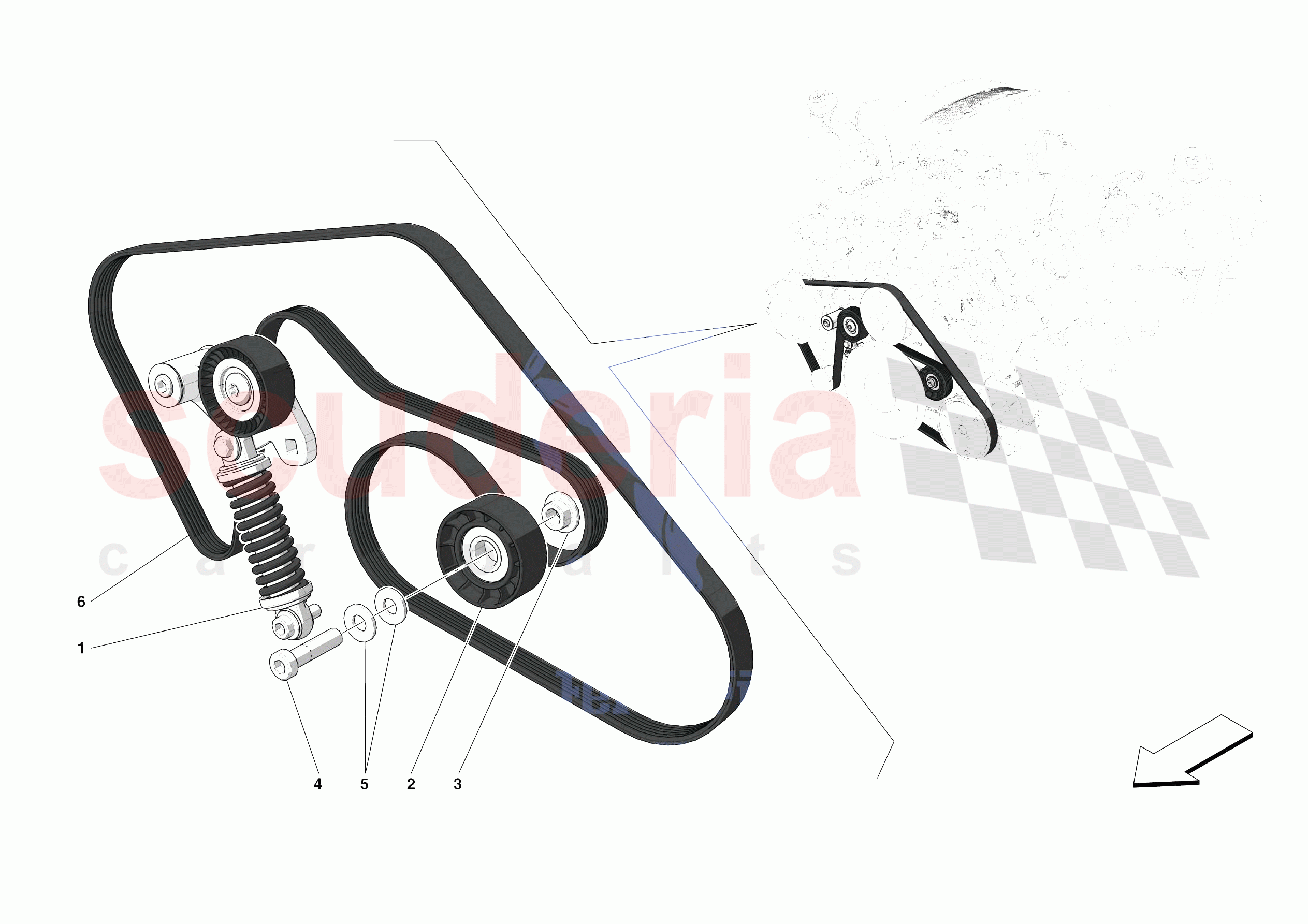 ALTERNATOR DRIVE of Ferrari Ferrari F8 Tributo Europe RH