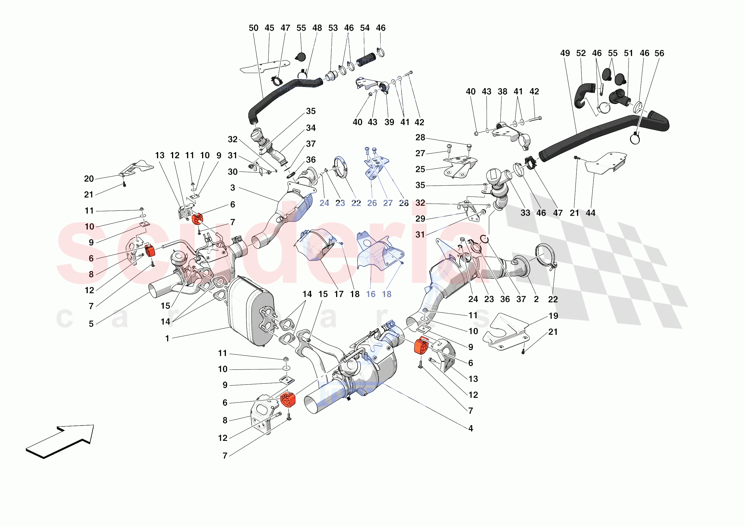 EXHAUST SYSTEM - FRONT SECTION of Ferrari Ferrari F8 Tributo Europe RH