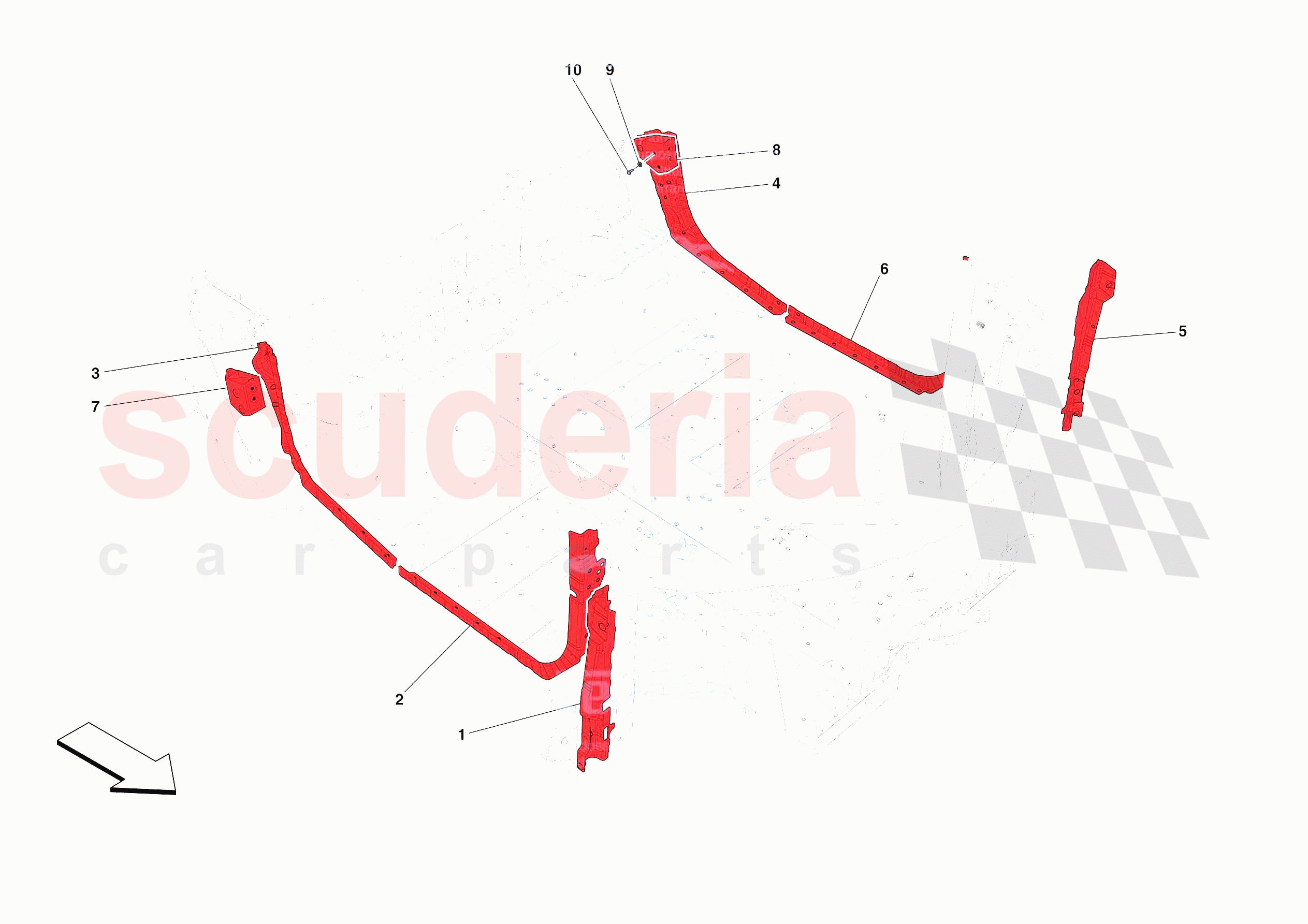 LATERAL SUBSTRUCTURE of Ferrari Ferrari F8 Tributo Europe RH