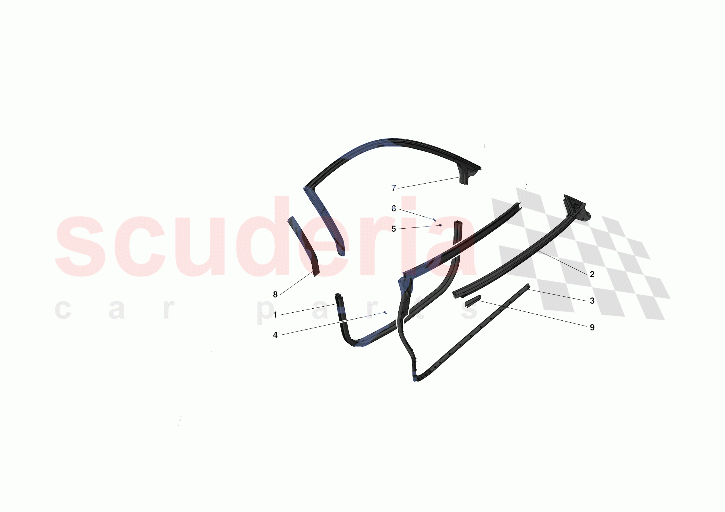 DOOR SEALS of Ferrari Ferrari F8 Tributo Europe RH