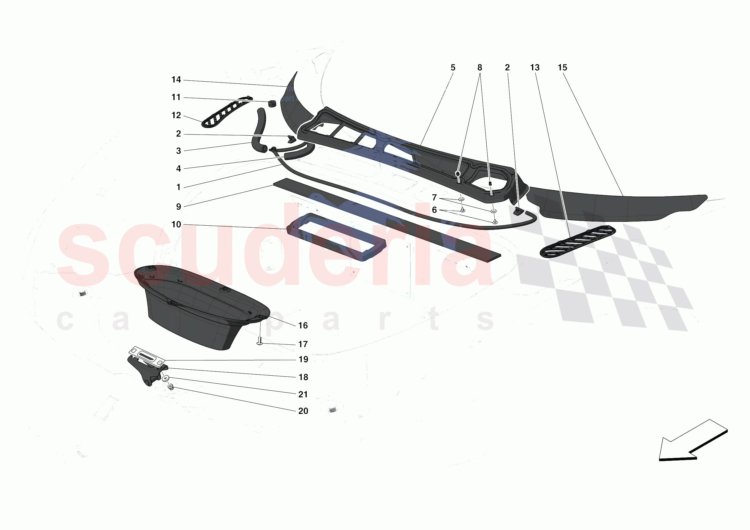 FRONT LID TRIM of Ferrari Ferrari F8 Tributo Europe RH