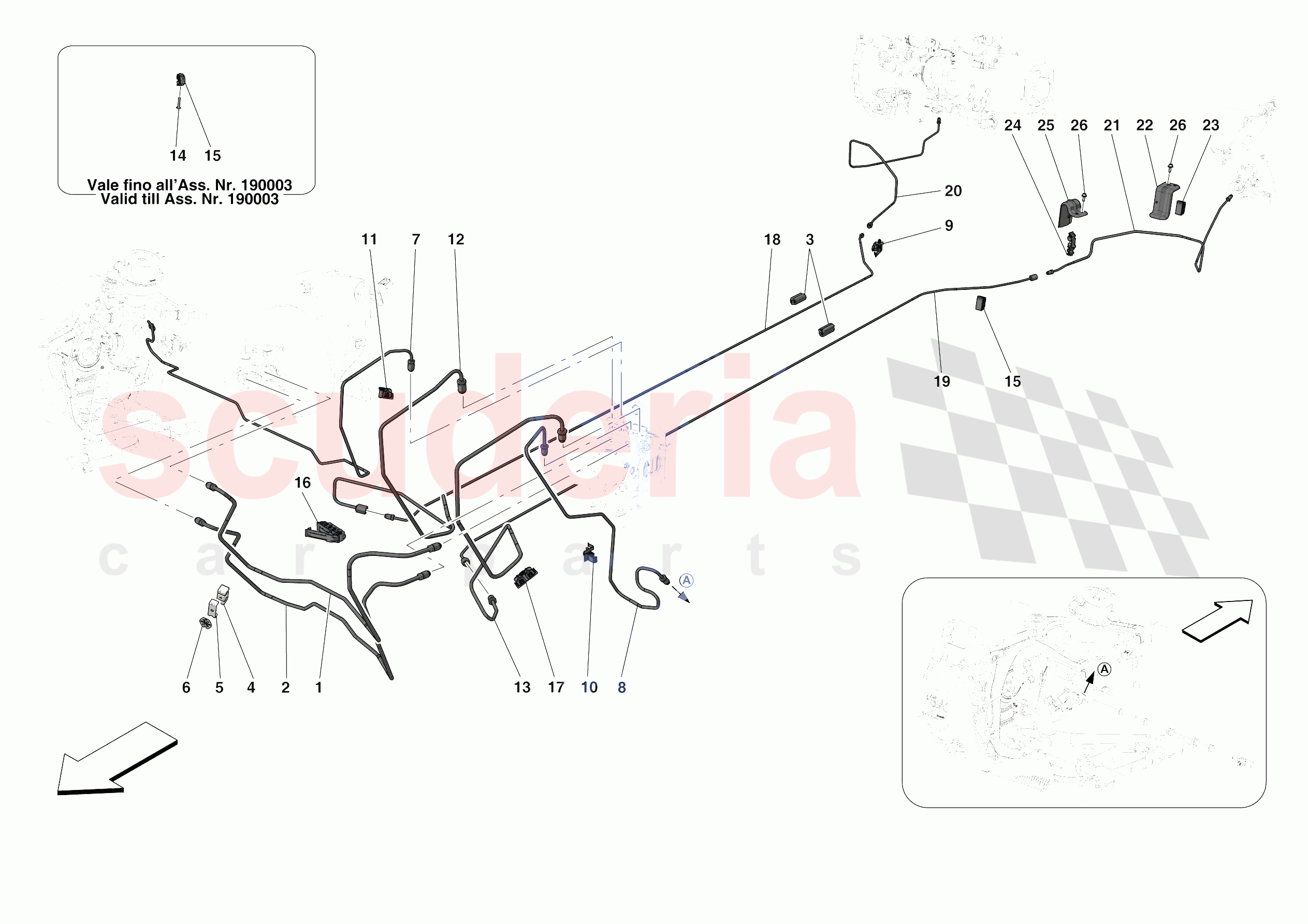 HYDRAULIC BRAKE CONTROL PIPES -APPLICABLE FOR RHD- of Ferrari Ferrari F8 Tributo USA