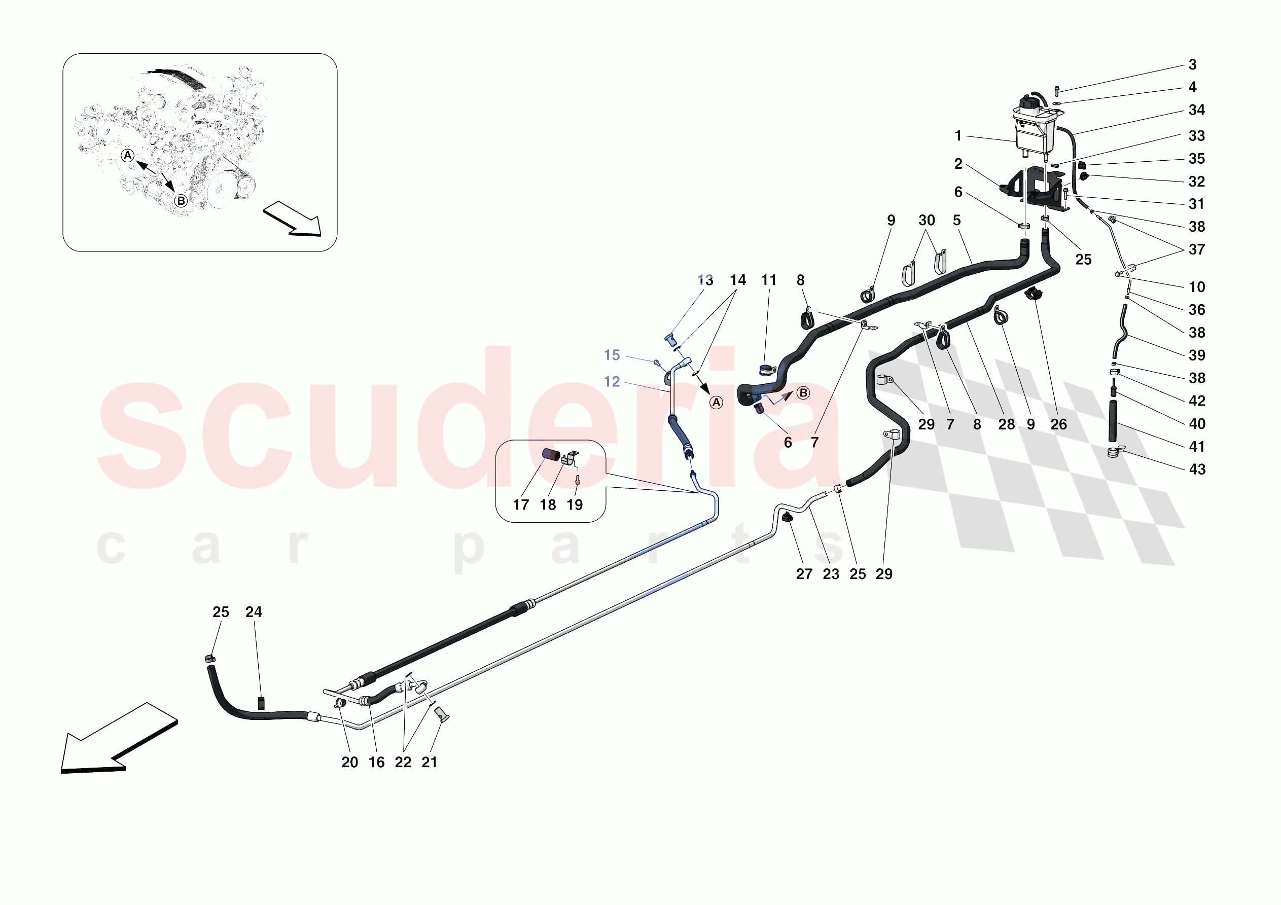 STEERING BOX PIPES of Ferrari Ferrari F8 Tributo USA