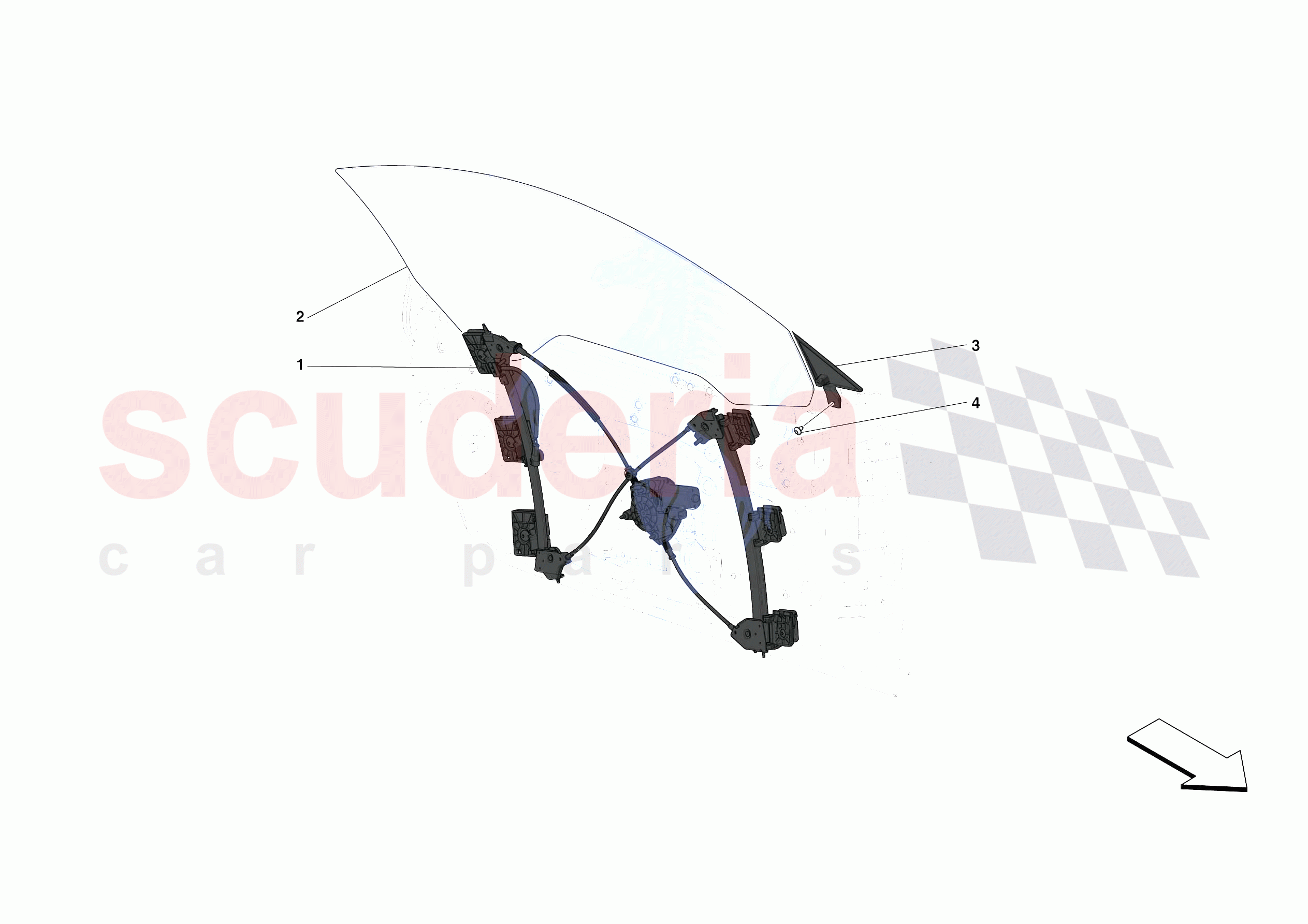 DOORS - WINDOW AND WINDOW LIFTER of Ferrari Ferrari F8 Tributo USA