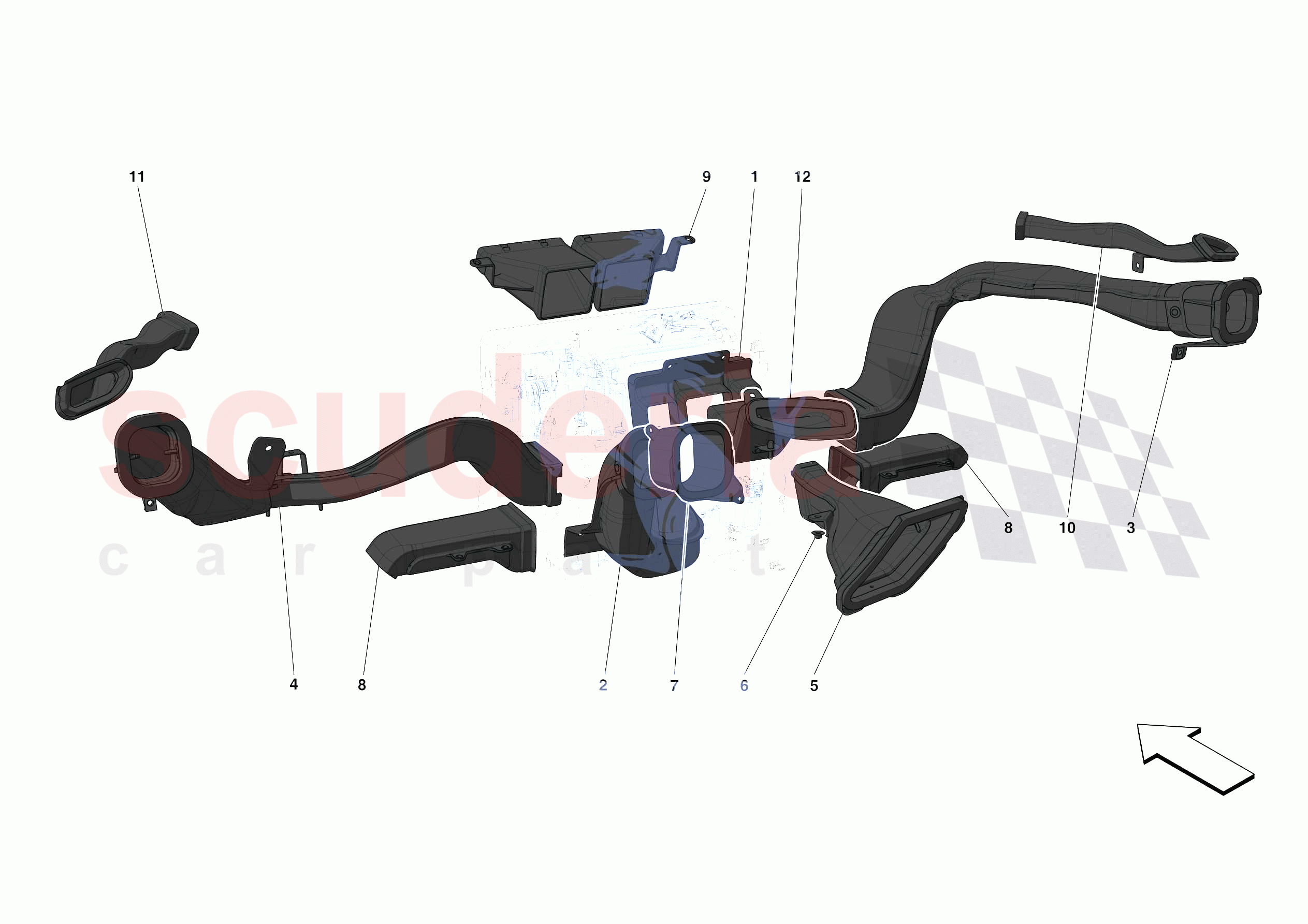 DASHBOARD - DUCTS -NOT FOR RHD- of Ferrari Ferrari F8 Tributo USA