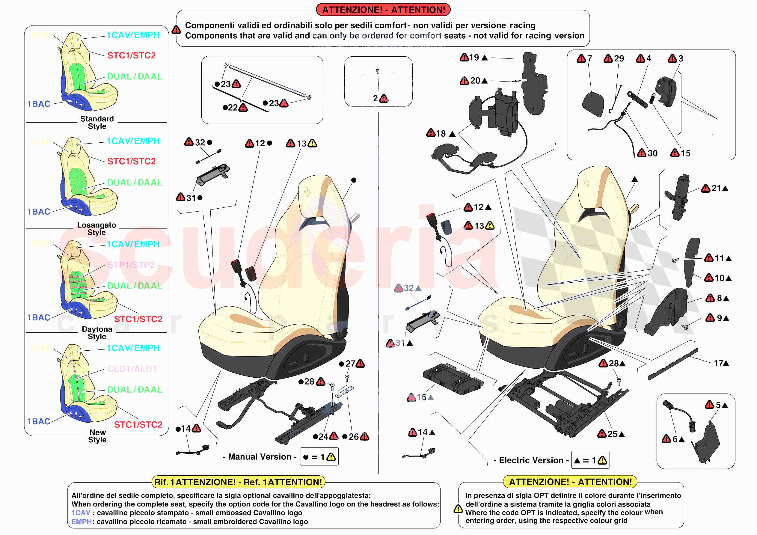 FRONT SEATS - SEATS AND GUIDE RAILS of Ferrari Ferrari F8 Tributo USA