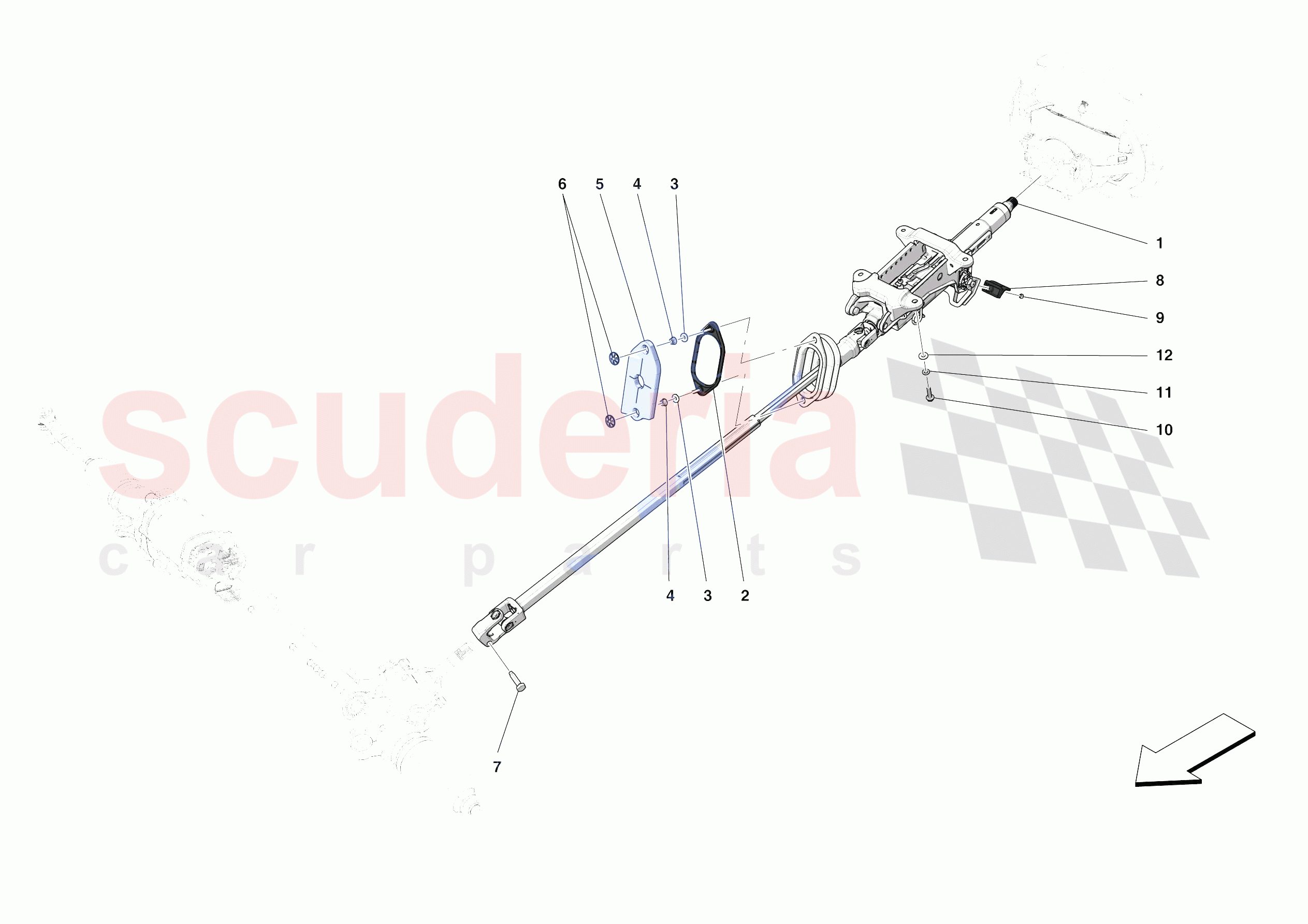 STEERING WHEEL AND STEERING SYSTEM - STEERING COLUMN of Ferrari Ferrari Monza SPA1 Europe