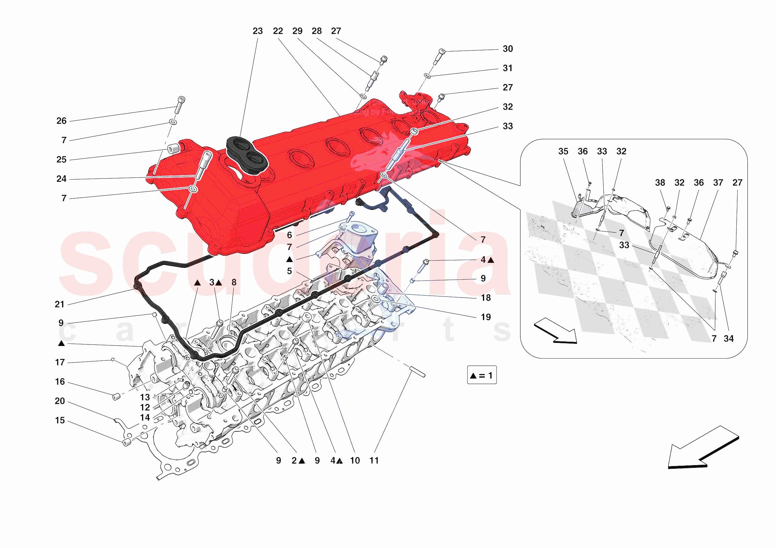 CYLINDER HEADS - LH HEAD of Ferrari Ferrari Monza SPA2 Europe