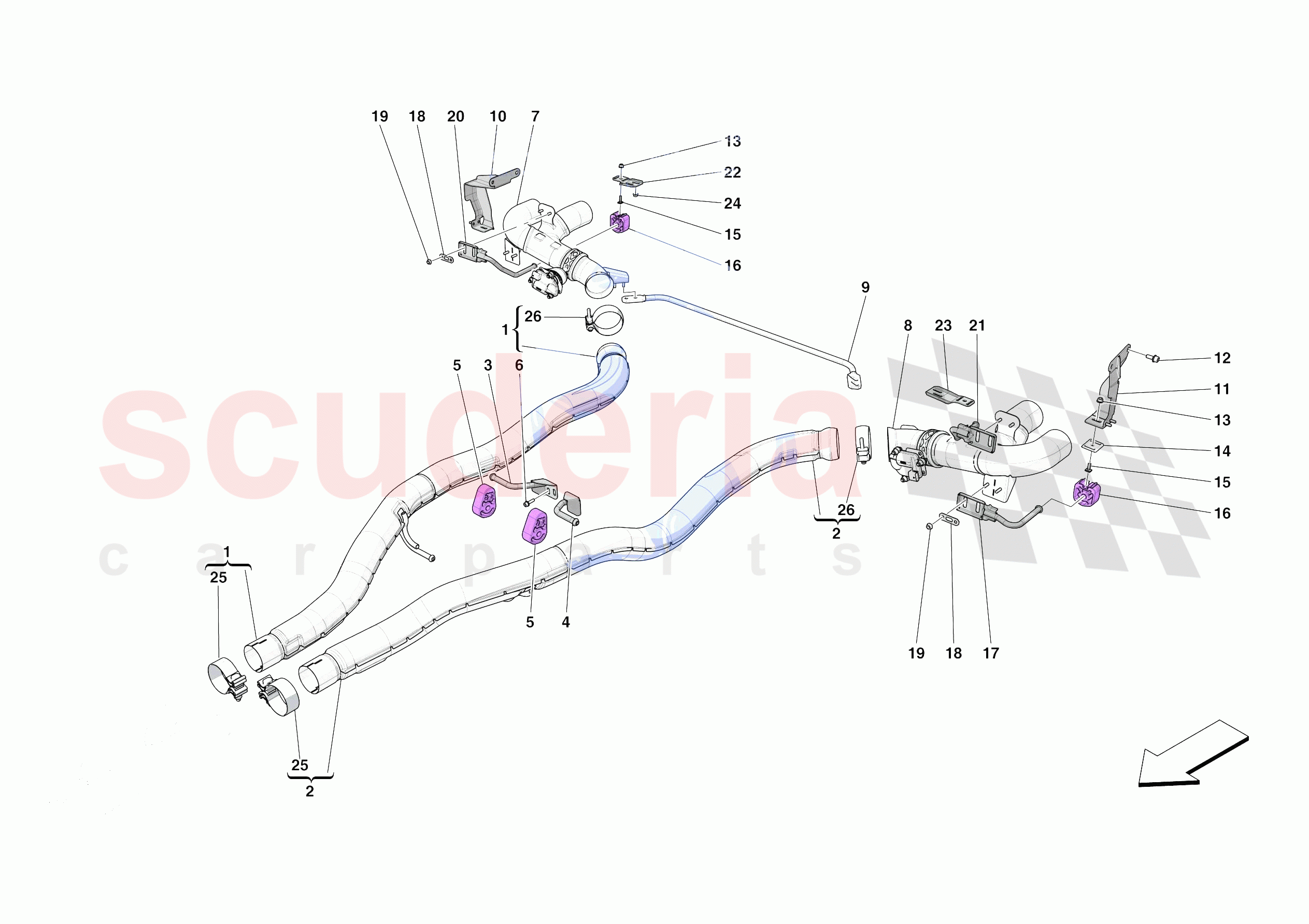 EXHAUST SYSTEM - REAR of Ferrari Ferrari Portofino M Europe