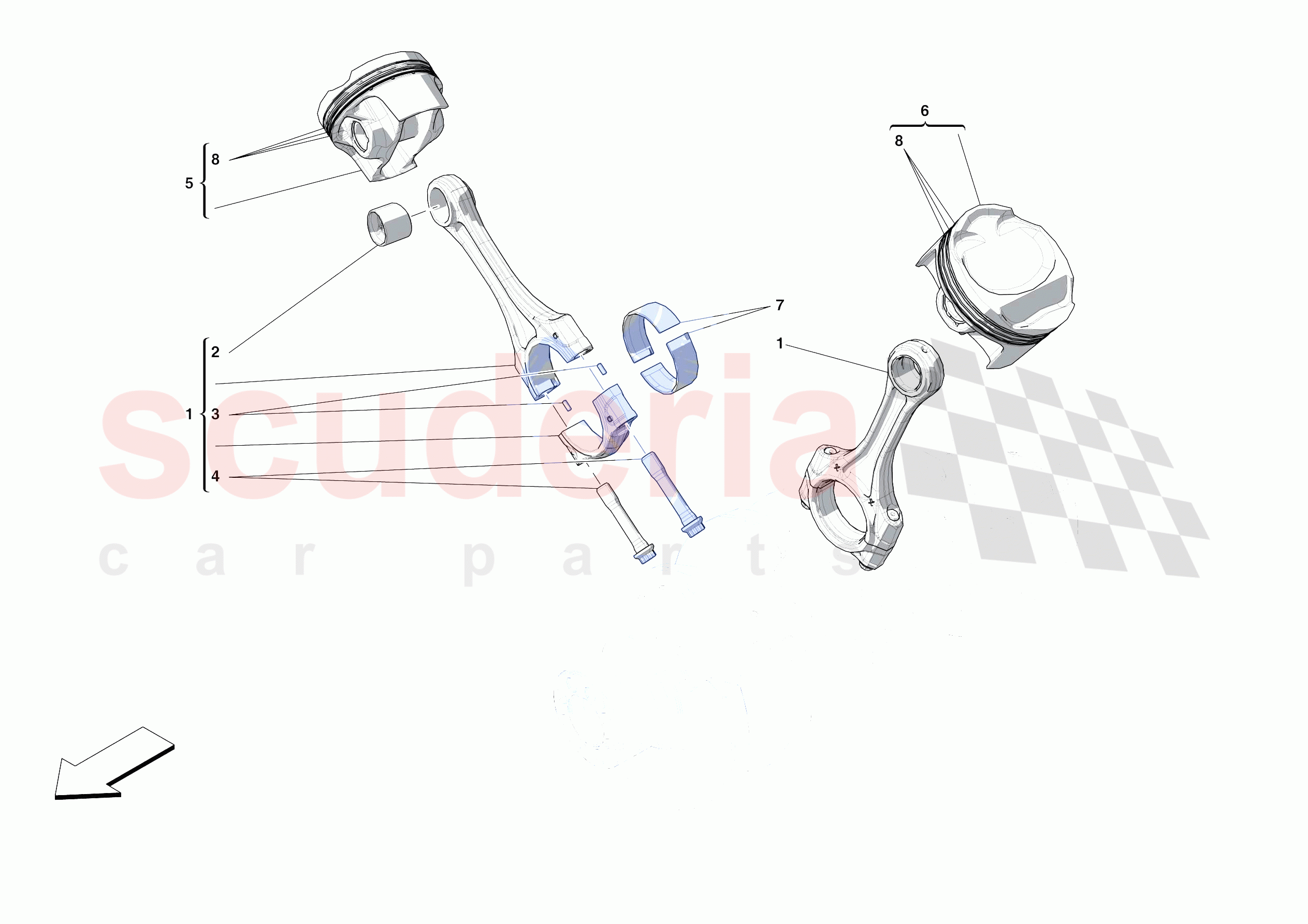 PISTONS AND CONNECTING RODS of Ferrari Ferrari Portofino M Europe RH