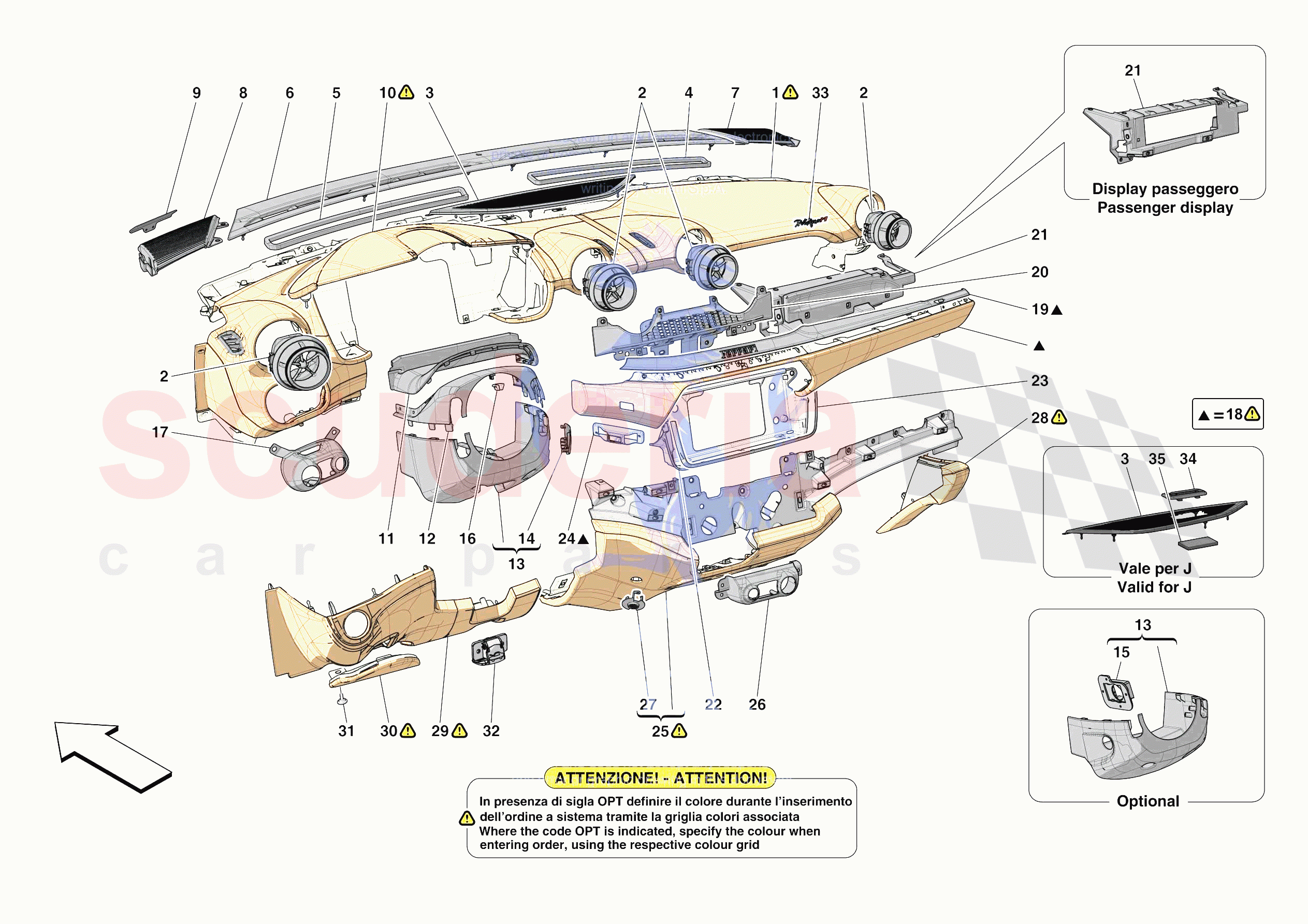 DASHBOARD - TRIM -NOT FOR RHD- of Ferrari Ferrari Portofino M Europe RH