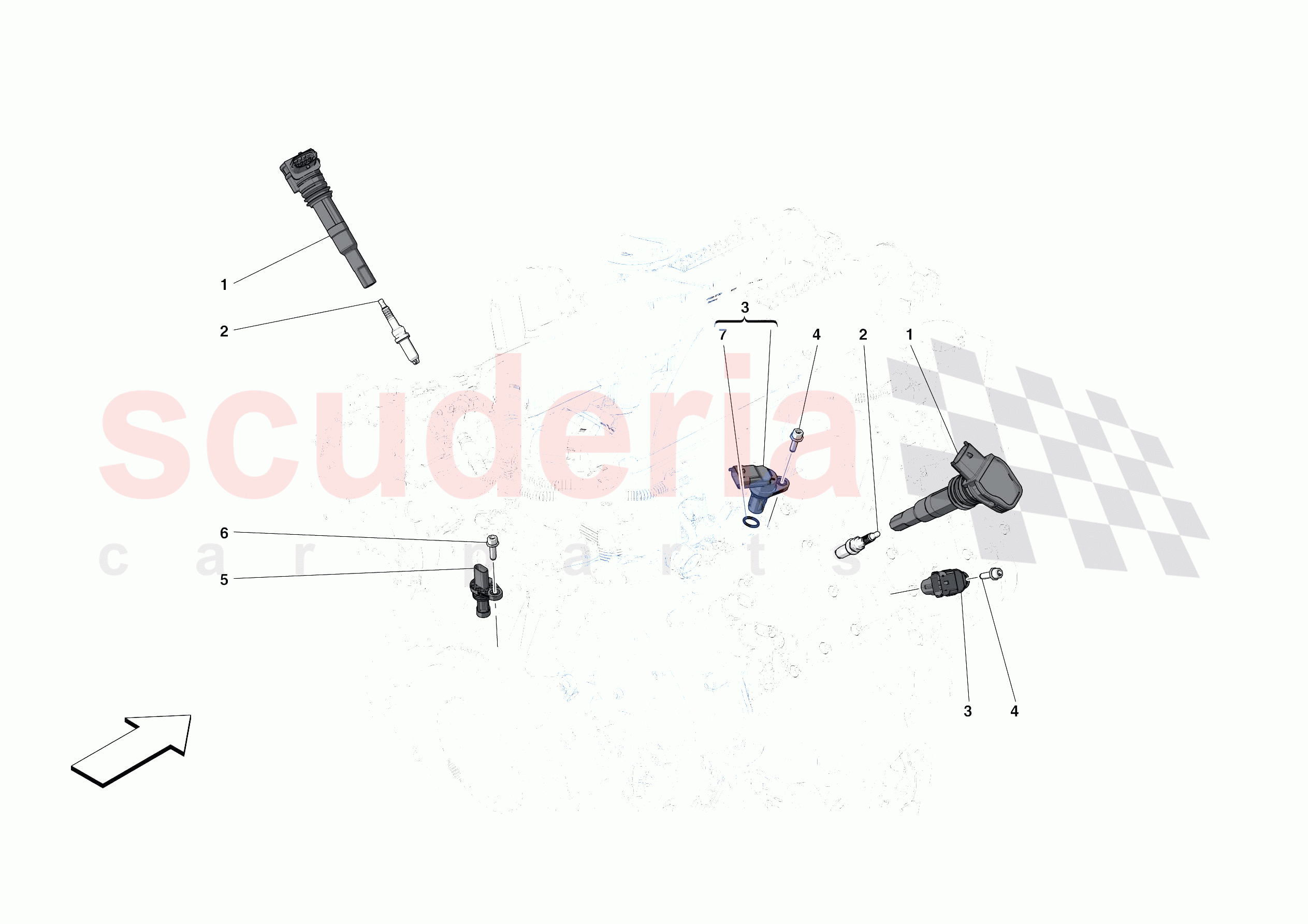 IGNITION COIL, SPARK PLUGS AND SENSORS of Ferrari Ferrari Portofino M USA