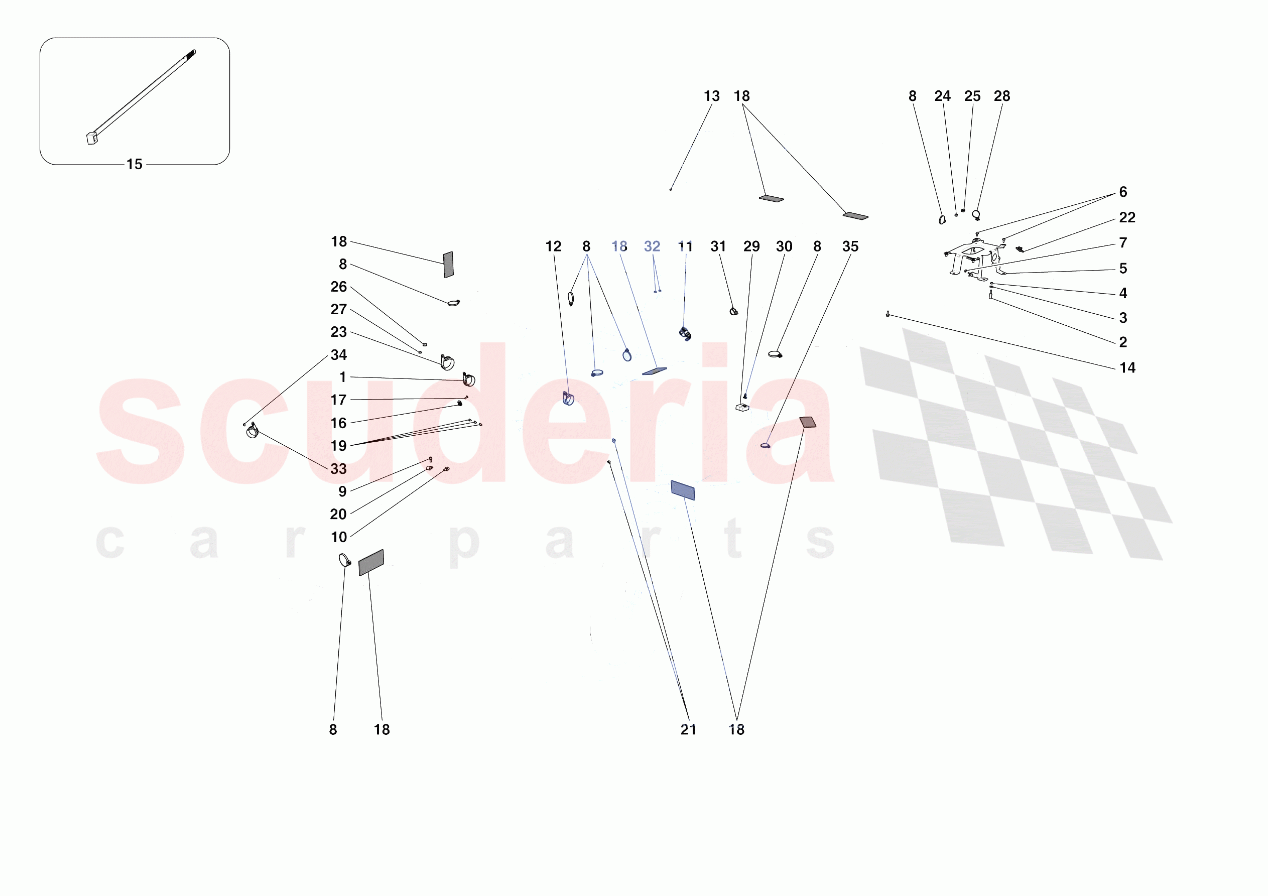 VARIOUS FASTENINGS FOR THE ELECTRICAL SYSTEM of Ferrari Ferrari Portofino M USA