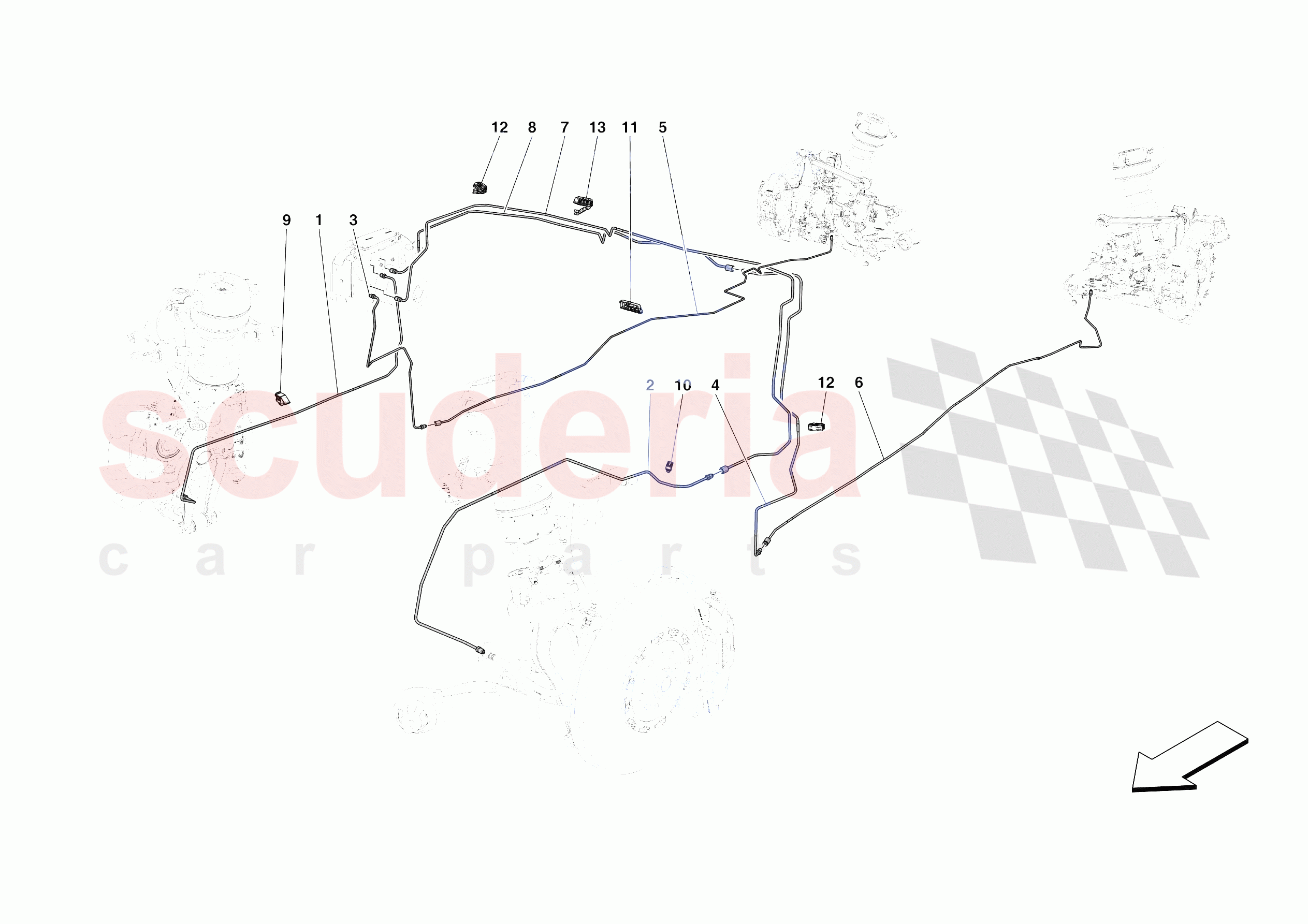 HYDRAULIC BRAKE CONTROL PIPES -APPLICABLE FOR RHD- of Ferrari Ferrari Purosangue Europe