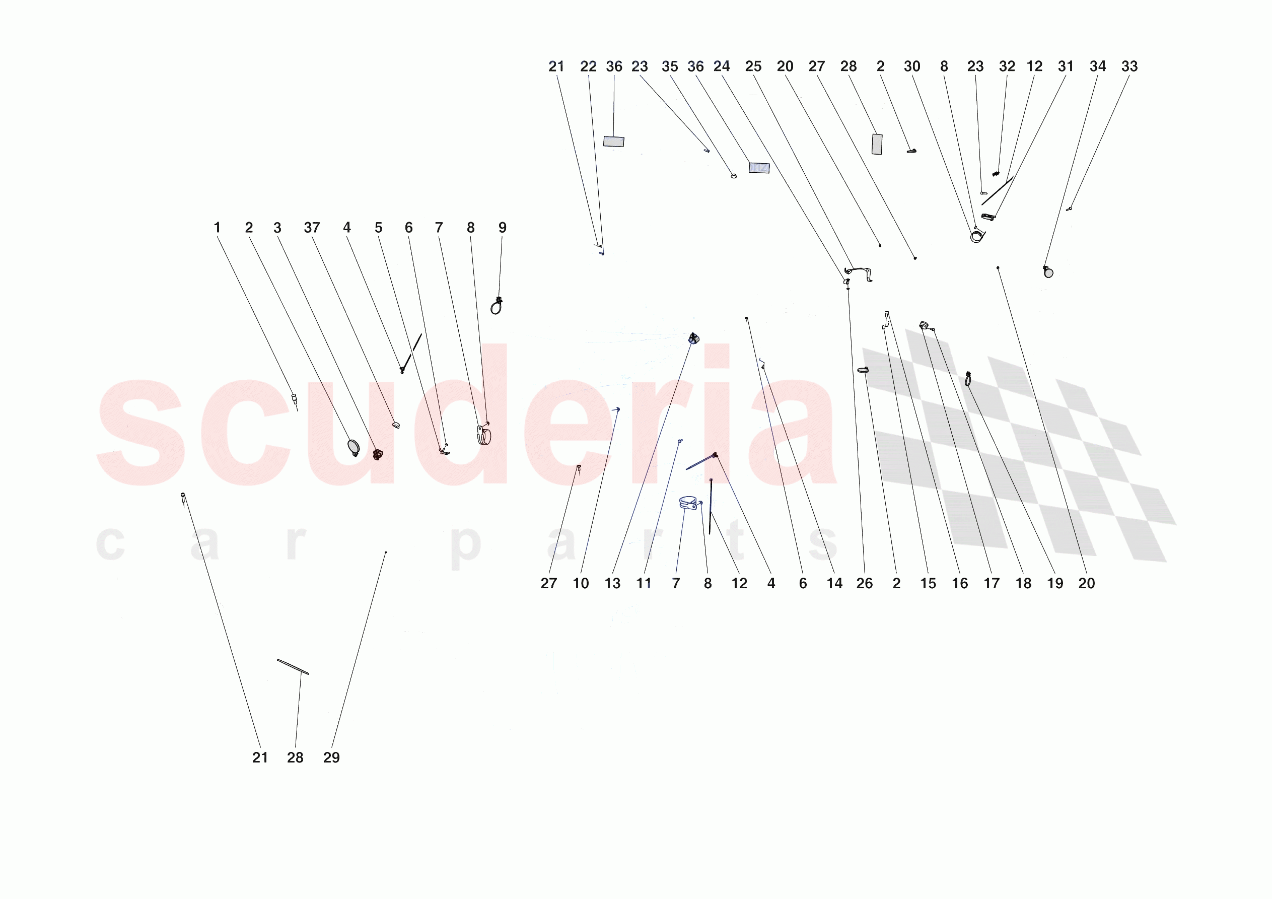VARIOUS FASTENINGS FOR THE ELECTRICAL SYSTEM of Ferrari Ferrari Purosangue Europe